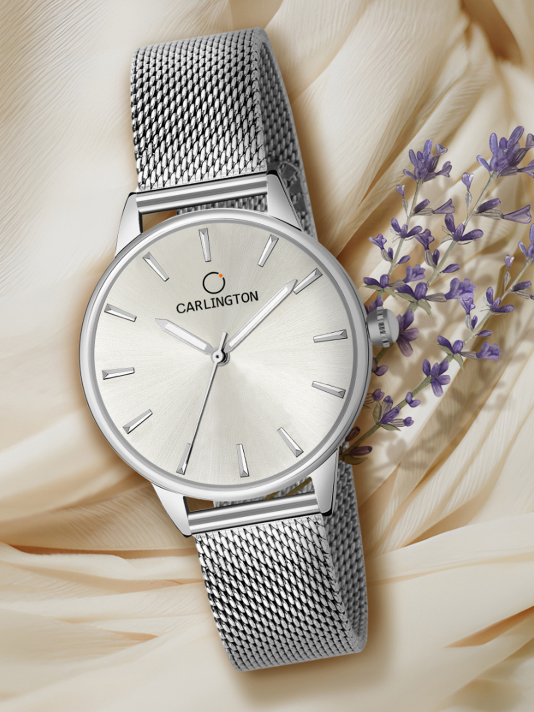 CARLINGTON Women Silver-Toned Bracelet Style Straps Analogue Watch CT2007