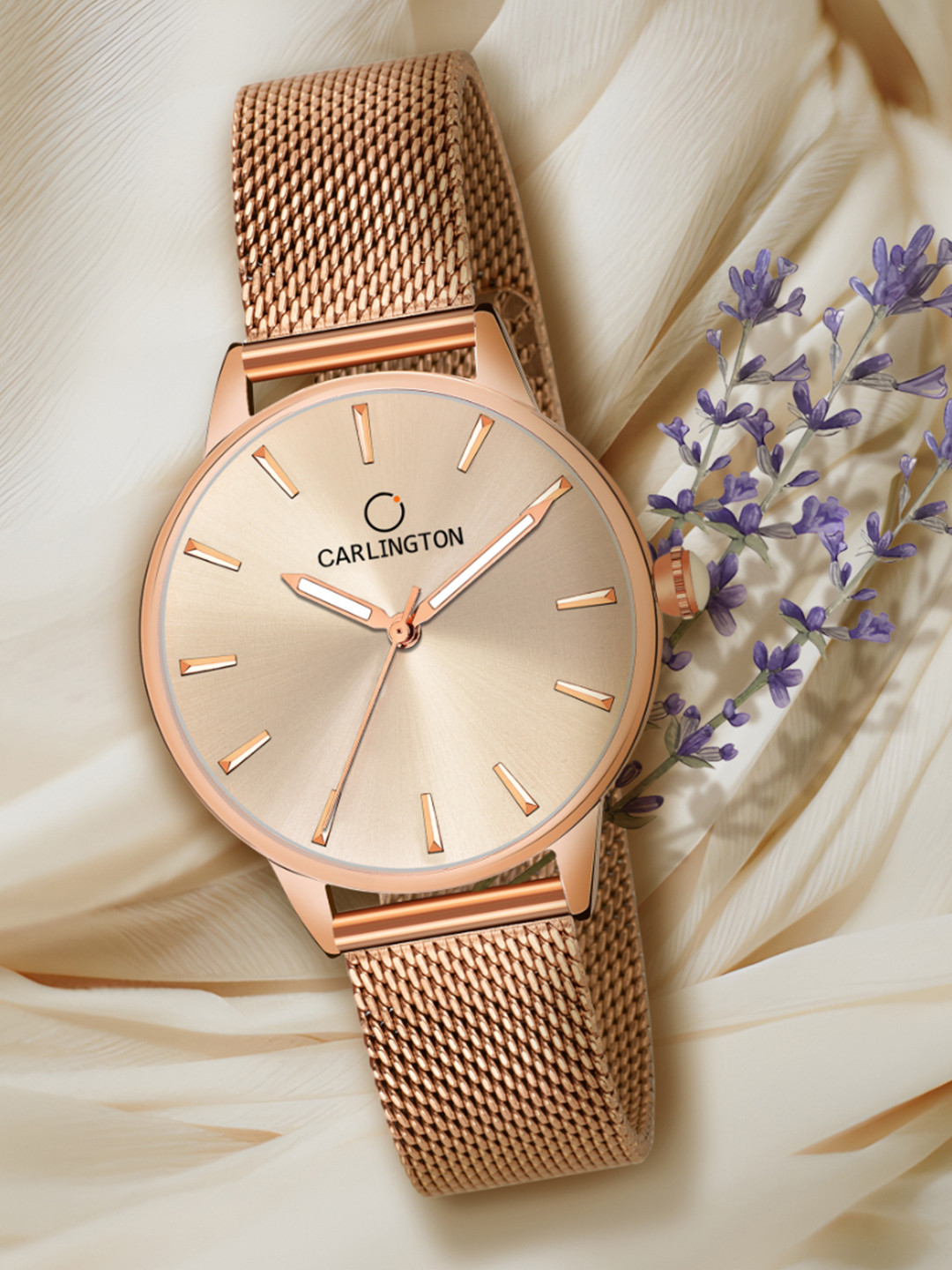 CARLINGTON Women Rose Gold-Toned Bracelet Style Straps Analogue Watch Carlington CT2007