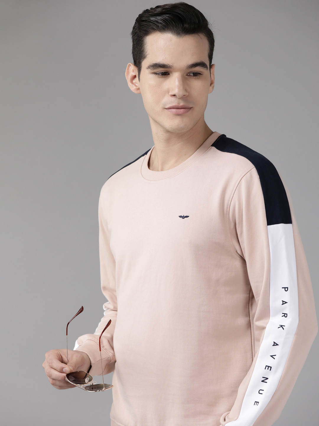 Park Avenue Men Solid Sweatshirt