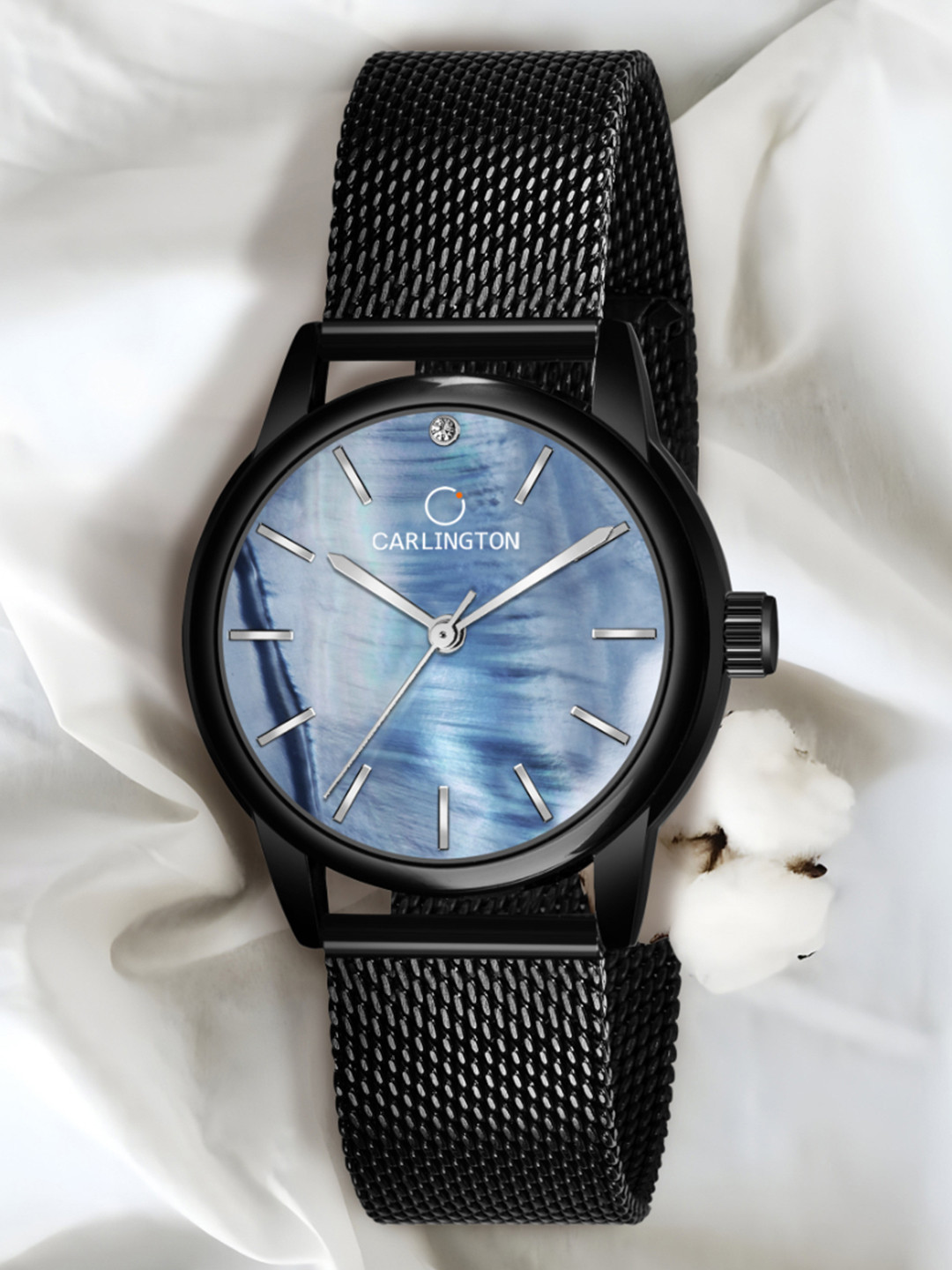 CARLINGTON Women Blue Dial & Black Strap Analogue Watch Carlington CT2010 BlackBlue