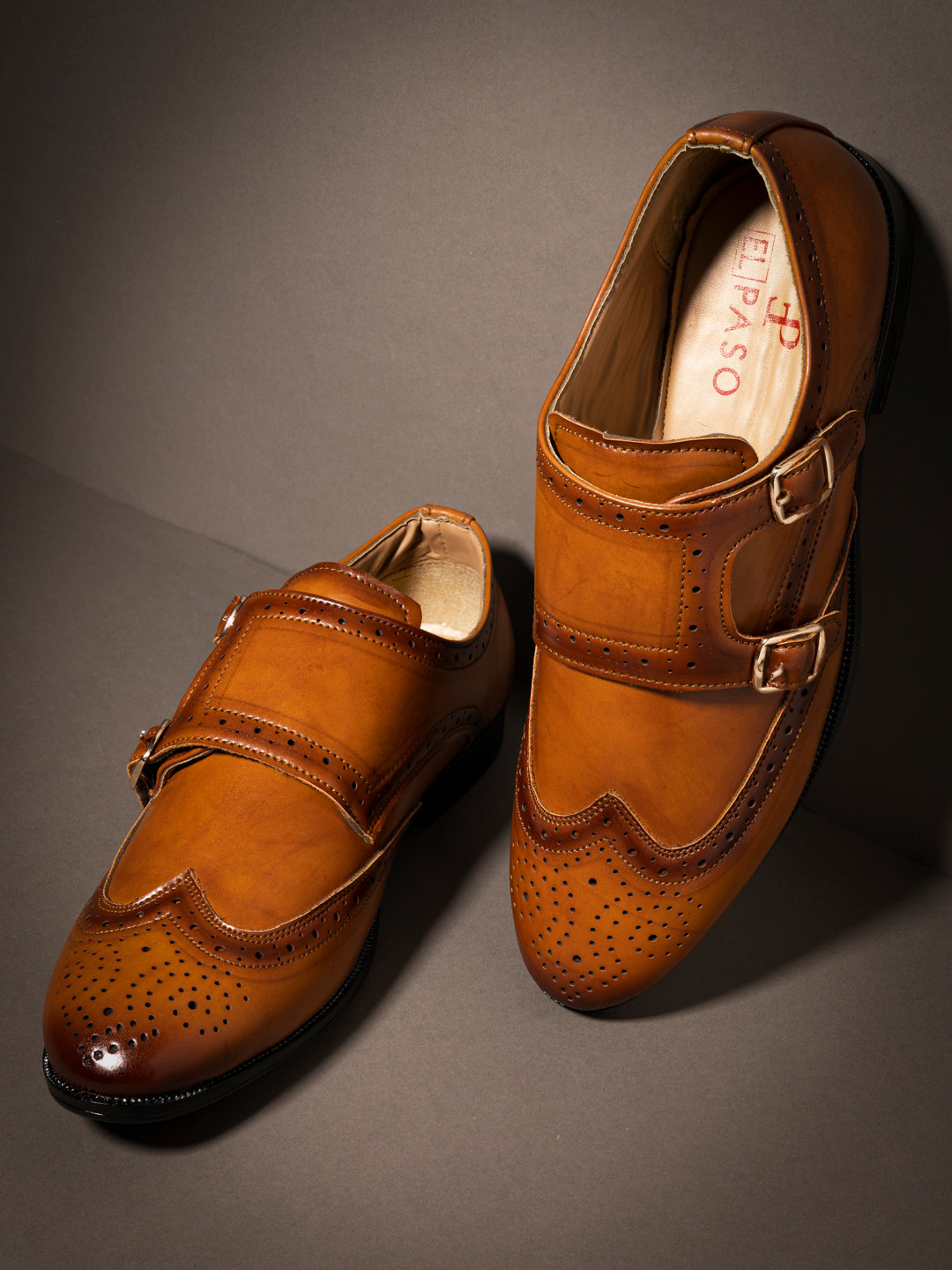 El Paso Men Tan Brown Solid Formal Monk Shoes