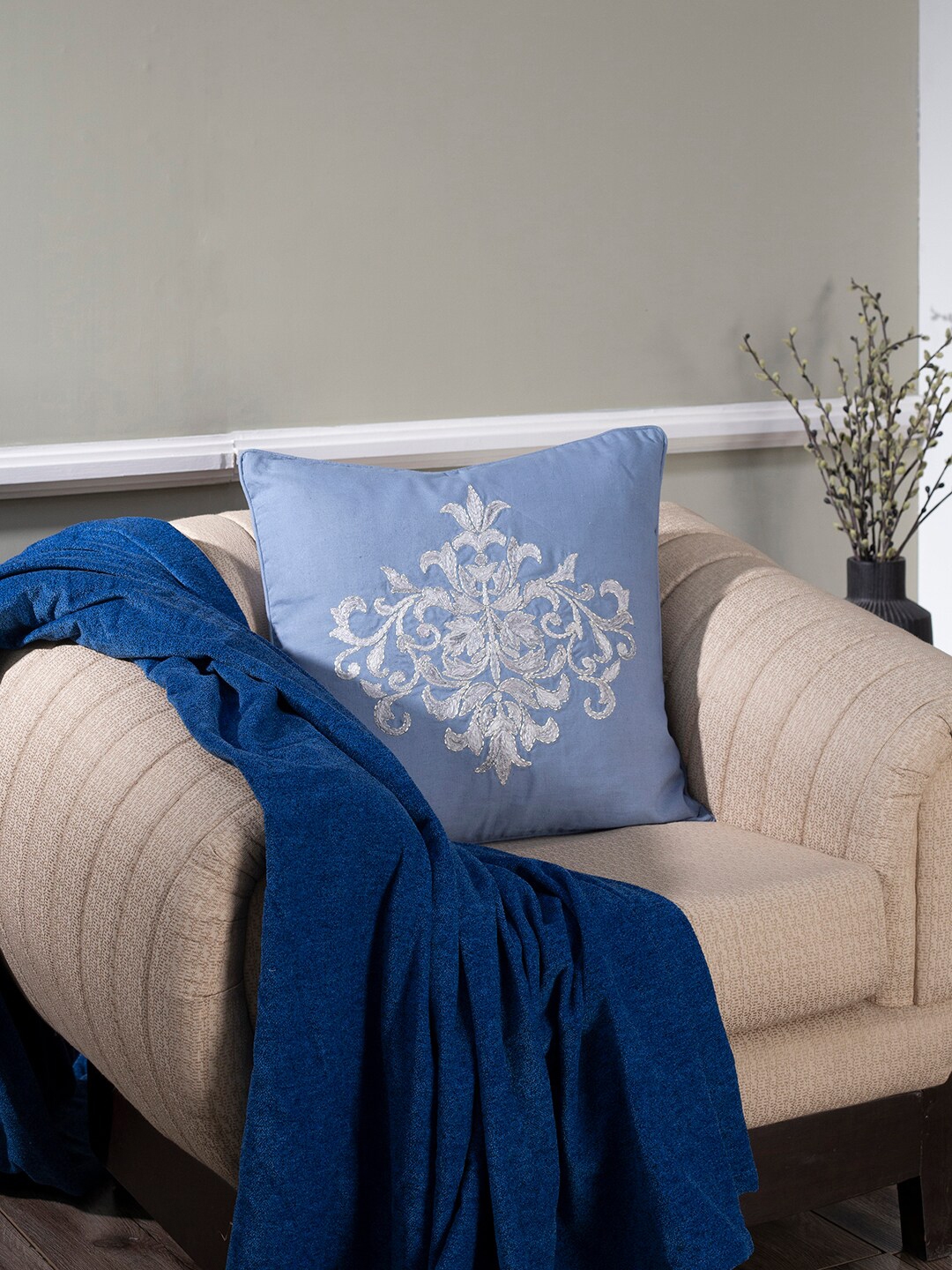 MASPAR Blue & White Square Cushion Covers