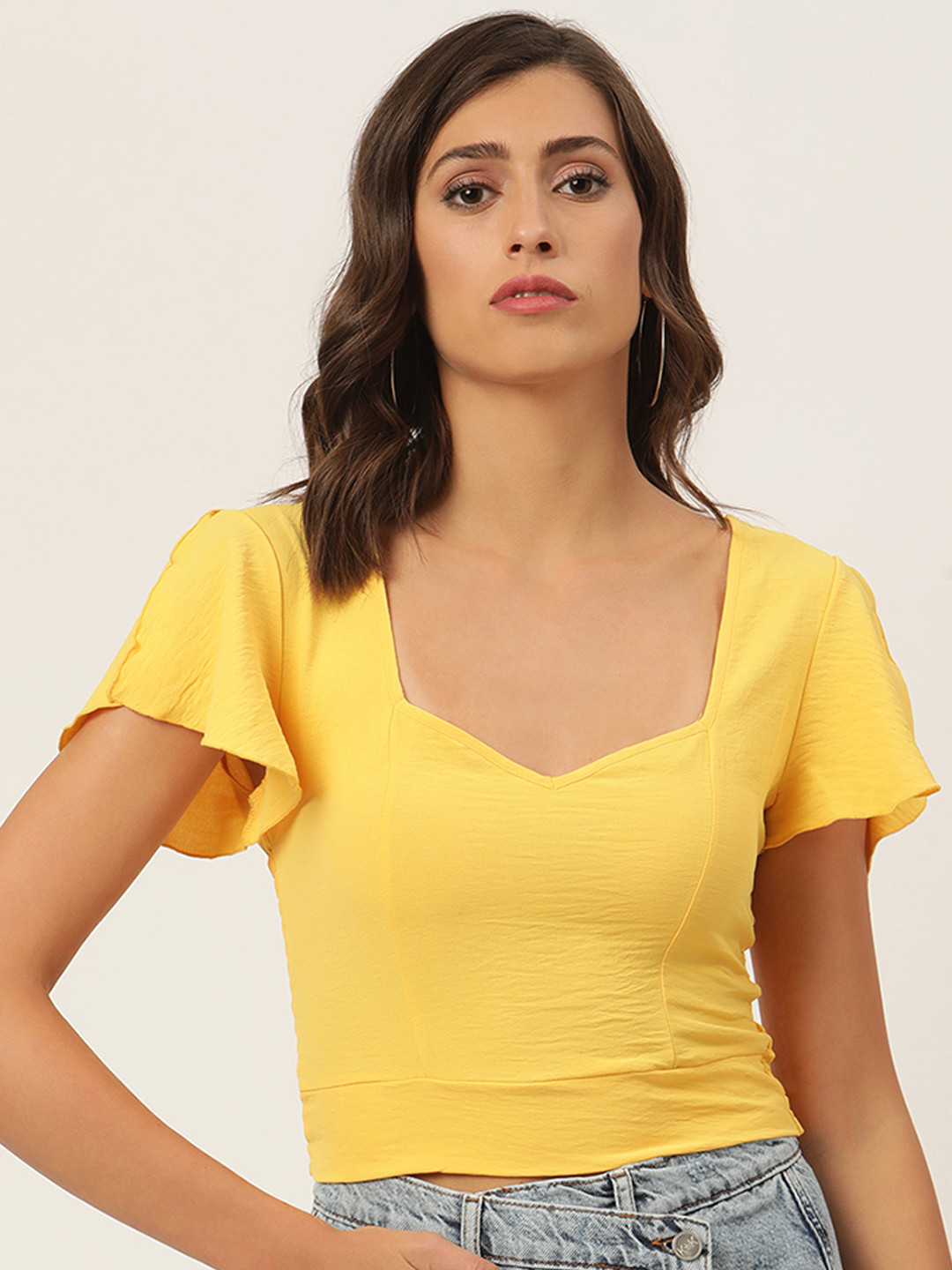KENDALL & KYLIE Yellow Regular Crop Top