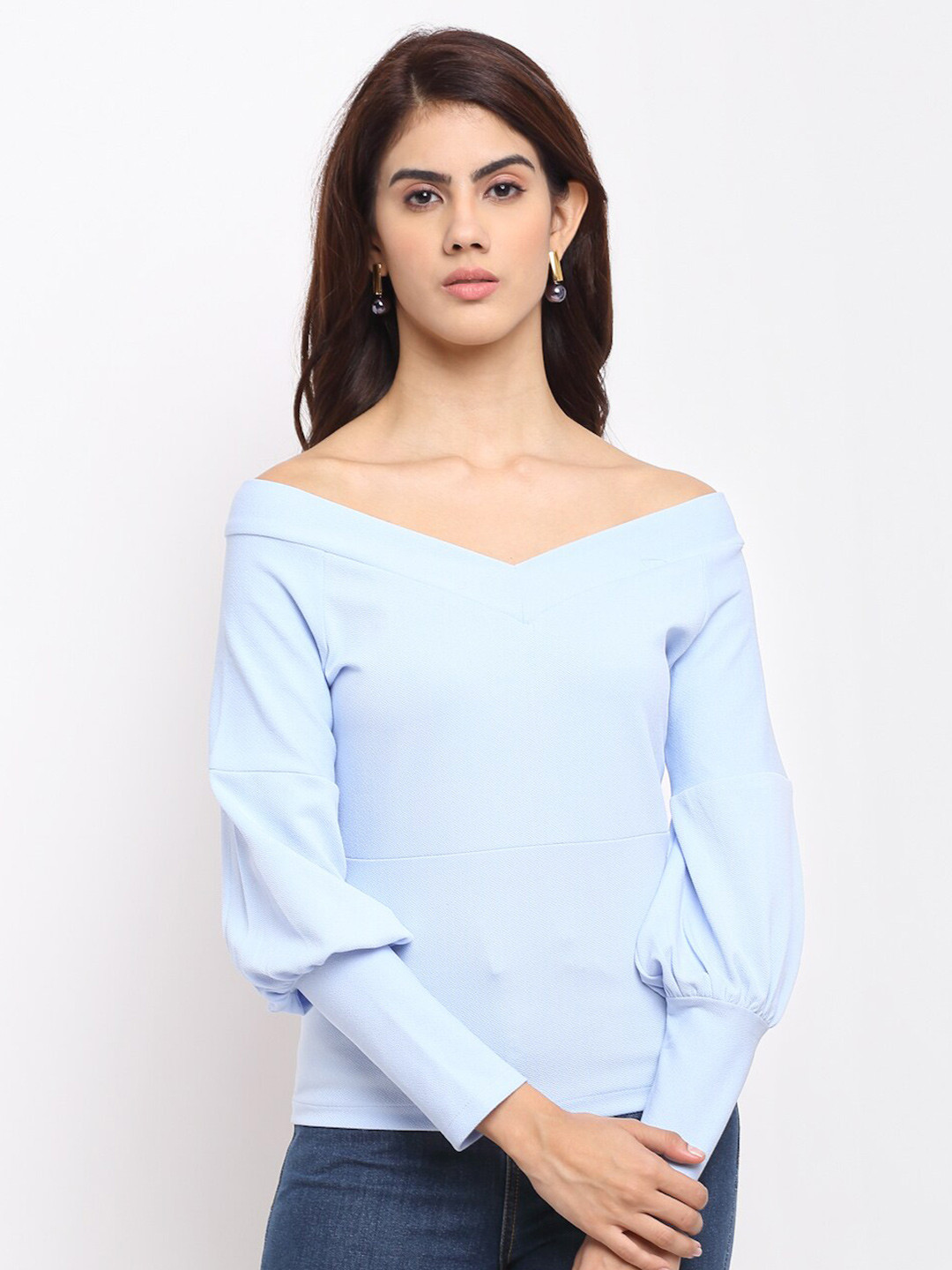 Sugathari Blue Sheen Bardot Top