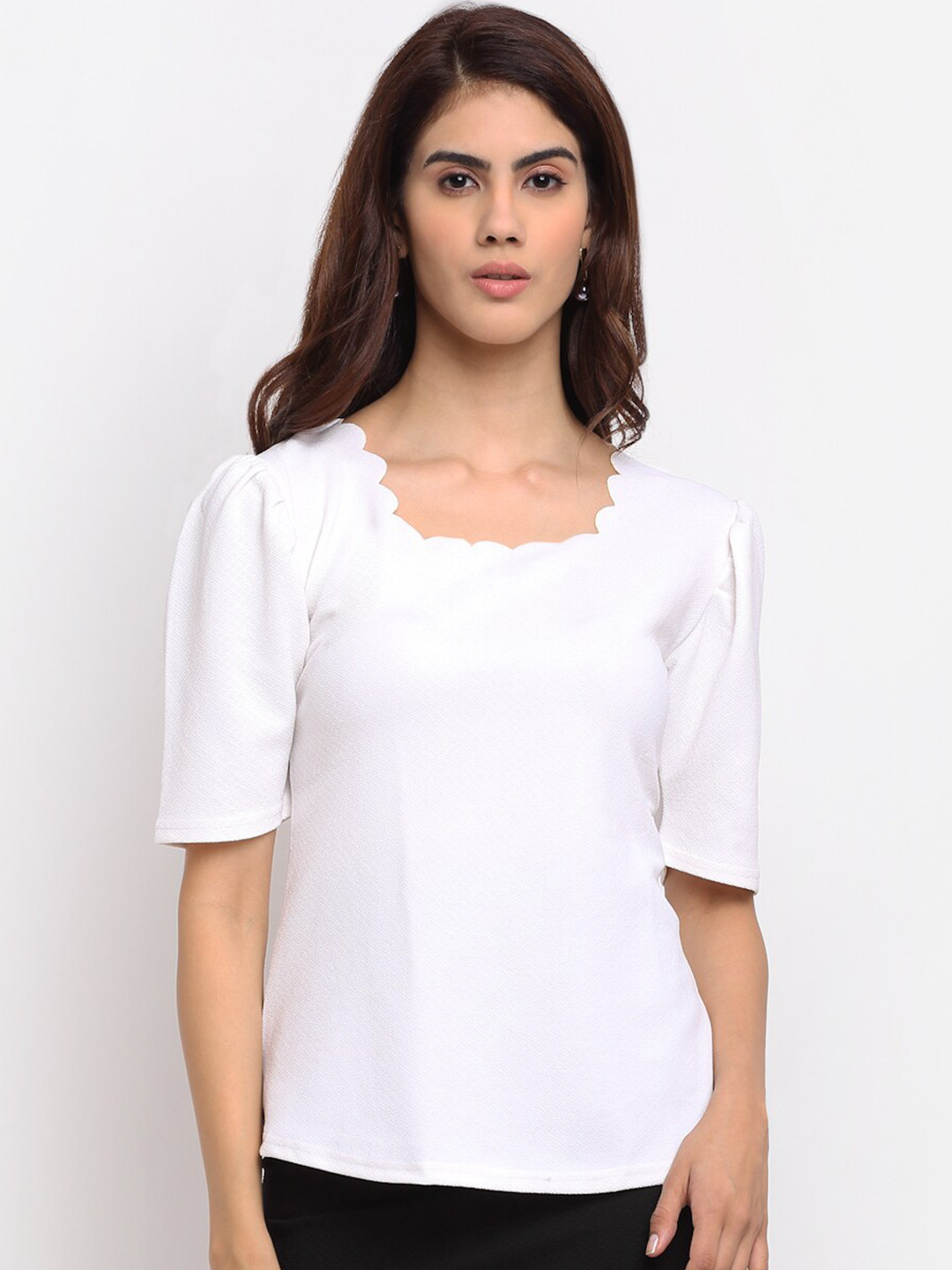 Sugathari White Regular Top