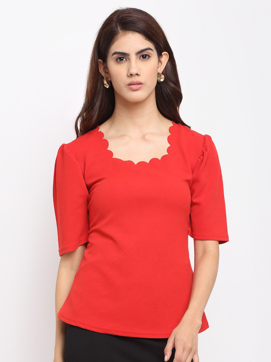 Sugathari Red Regular Top