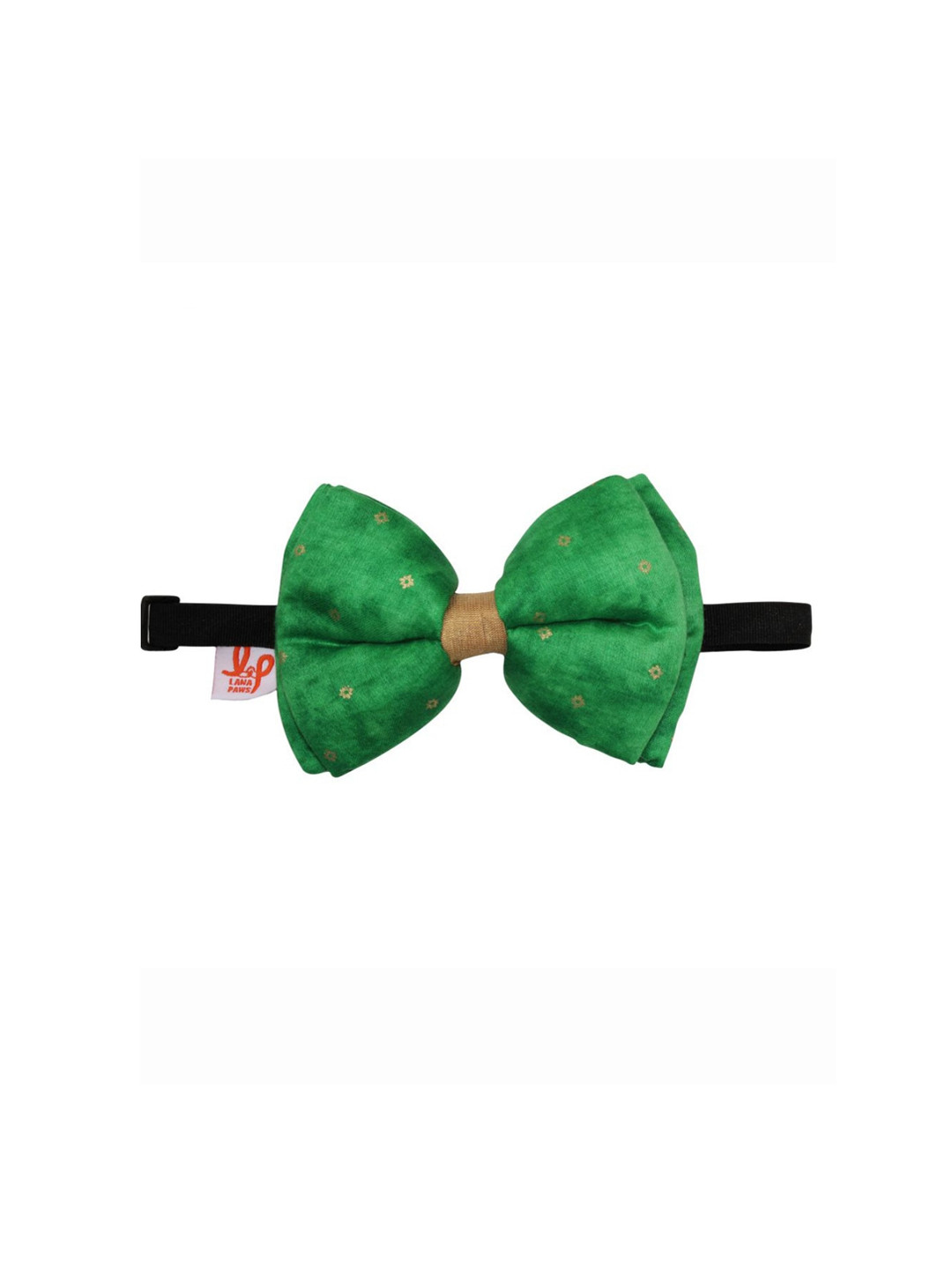 LANA PAWS Green & Gold-Coloured Printed Cotton Dog Bow Tie