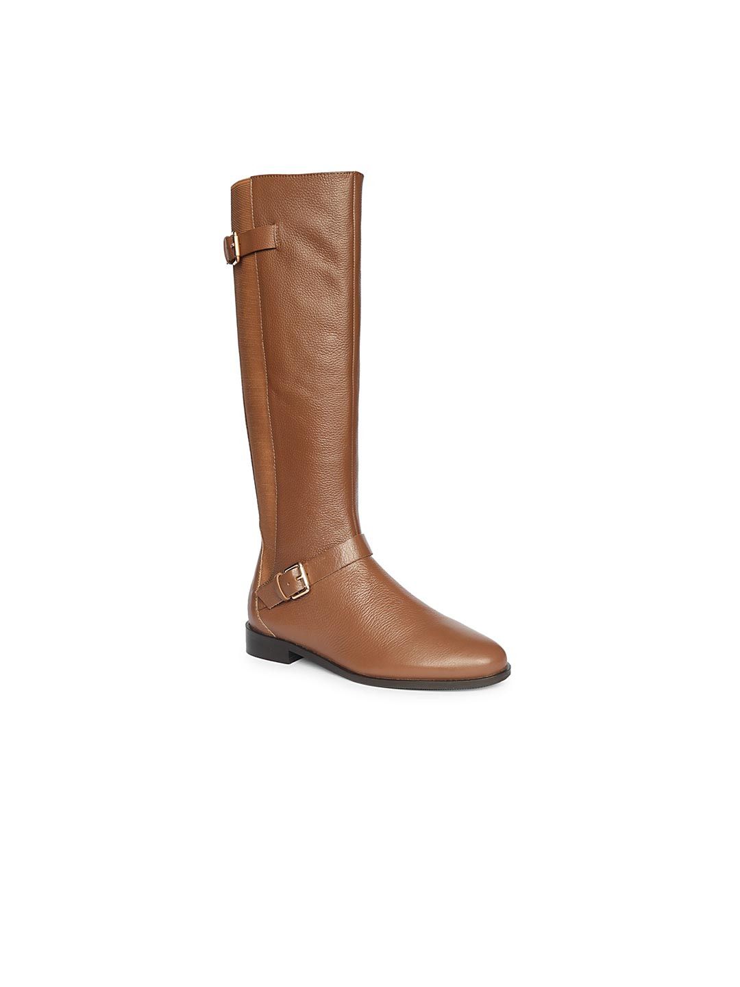 Saint G Brown Cuoio Crust Leather Buckle Decor Knee High Boots