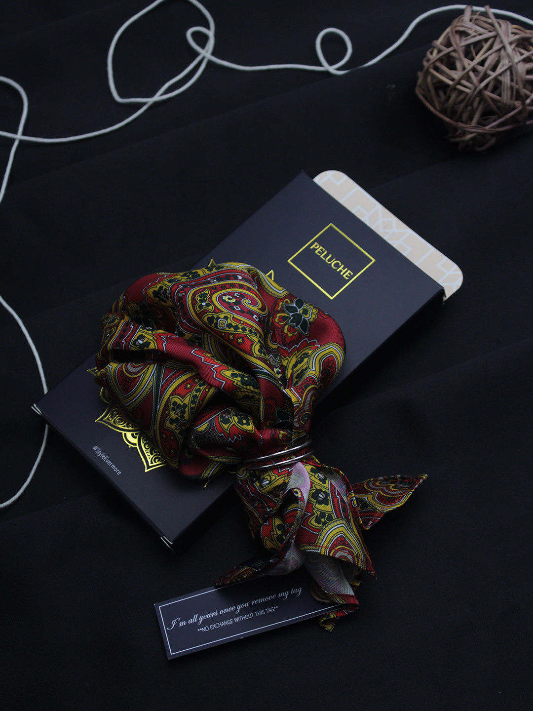 Peluche Men Red Paisley and Floral Pocket Square