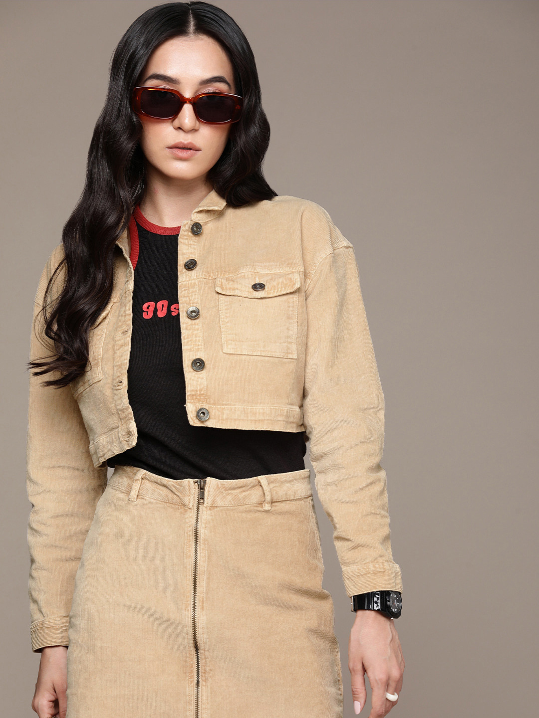 The Roadster Life Co. Women Self-Design Corduroy Cotton Co-Ords Set