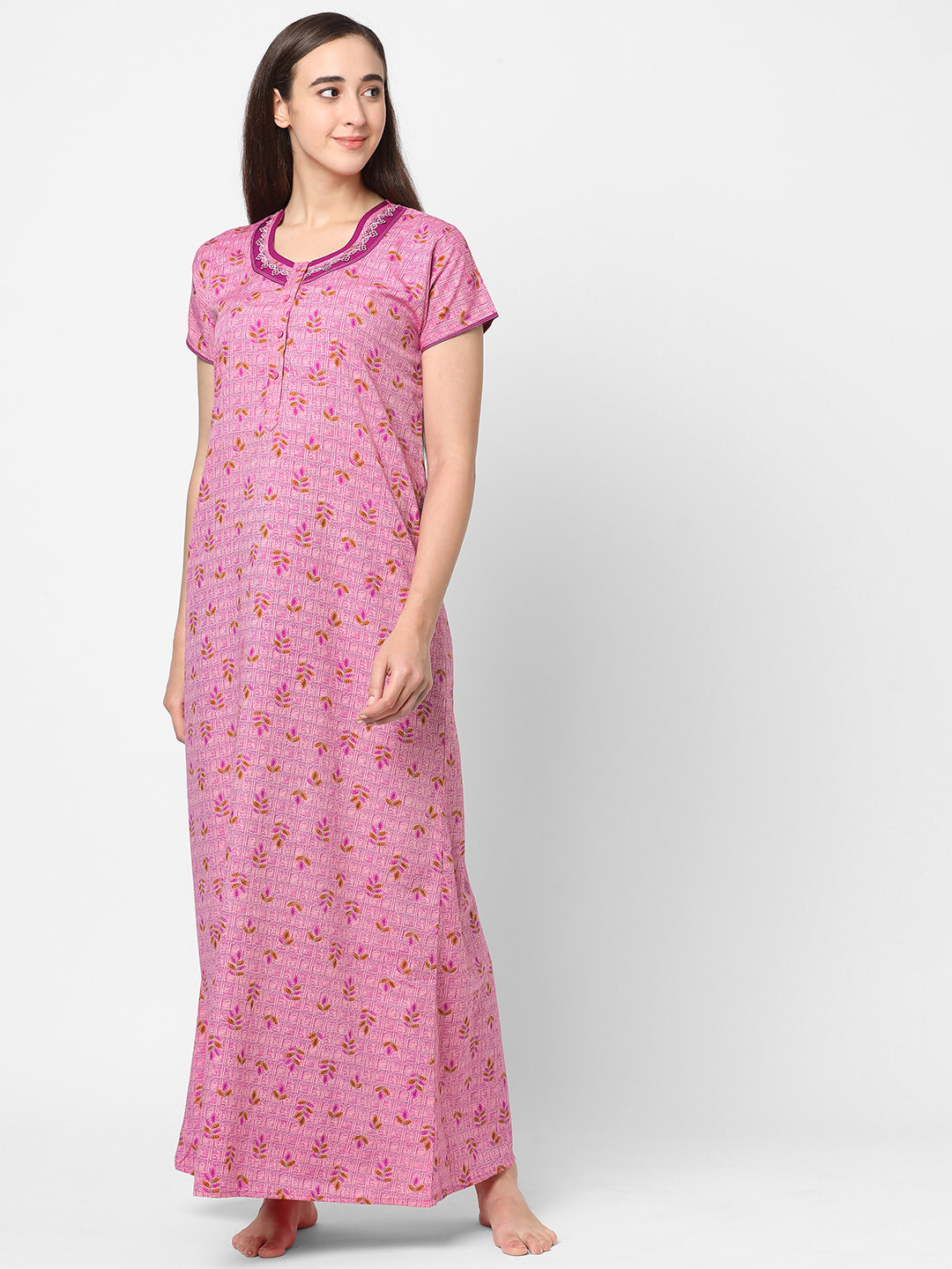Sweet Dreams Pink Printed Maxi Nightdress