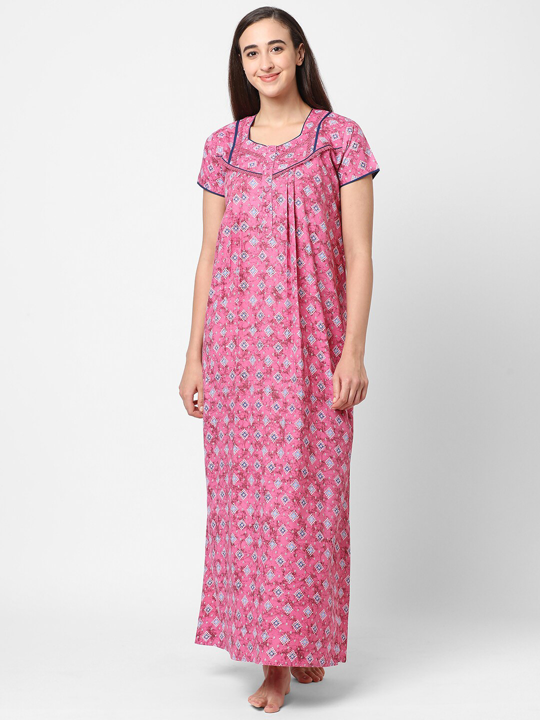 Sweet Dreams Pink Printed Maxi Nightdress