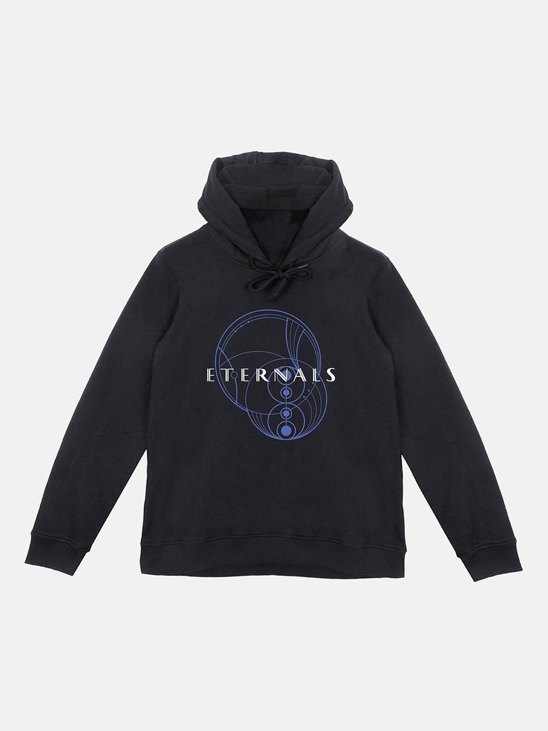YK Marvel Boys Black Eternals Printed Hooded Sweatshirt