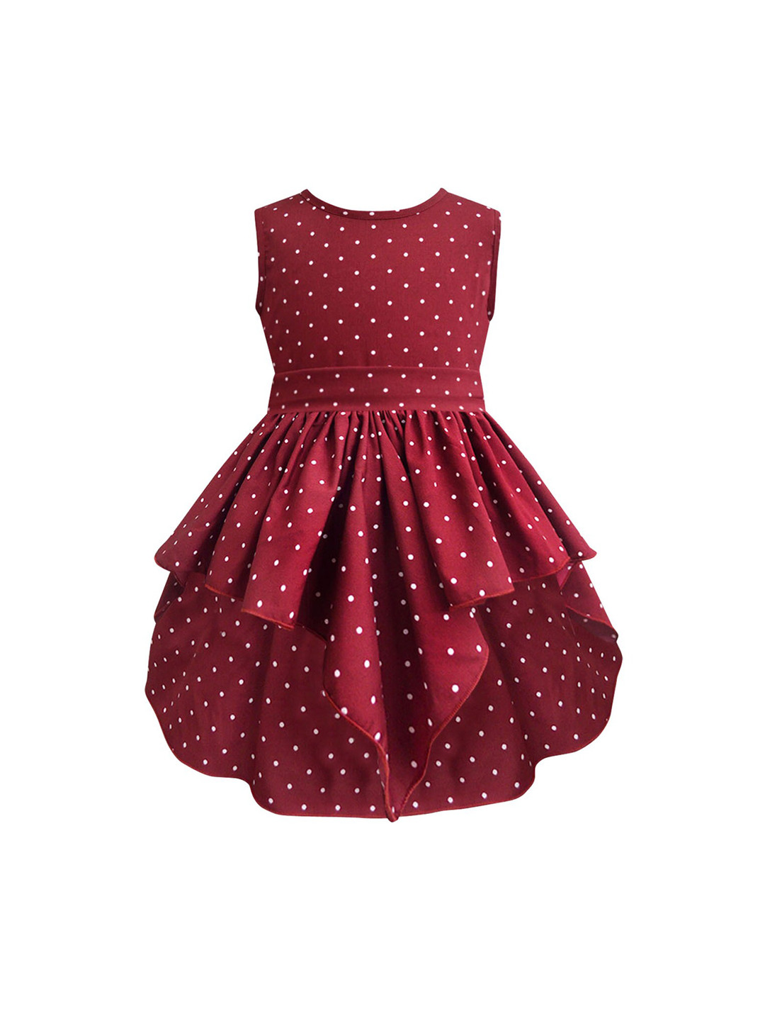 A T U N Maroon & White Fit & Flare Dress
