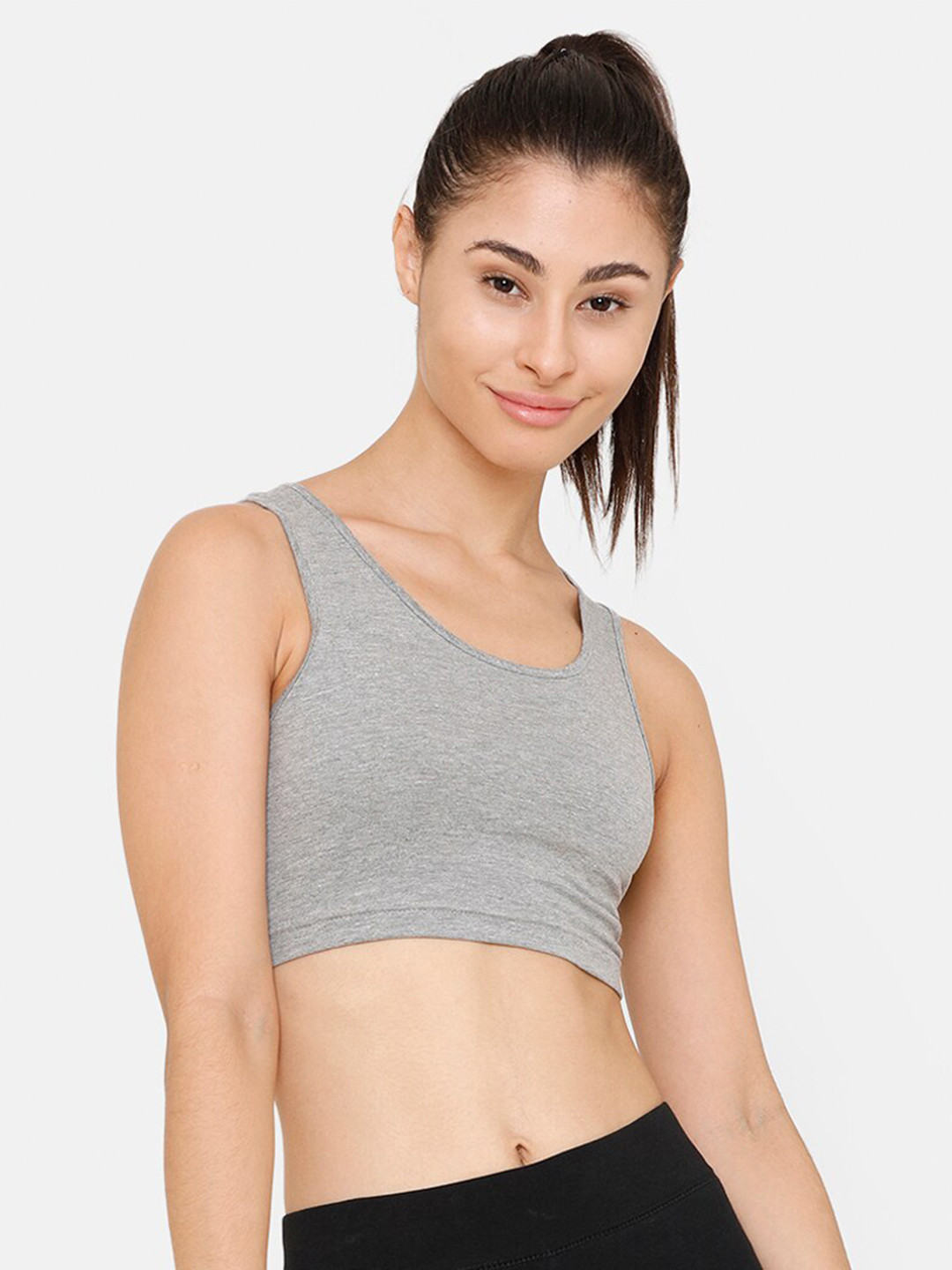 De Moza Grey Melange Workout Bra