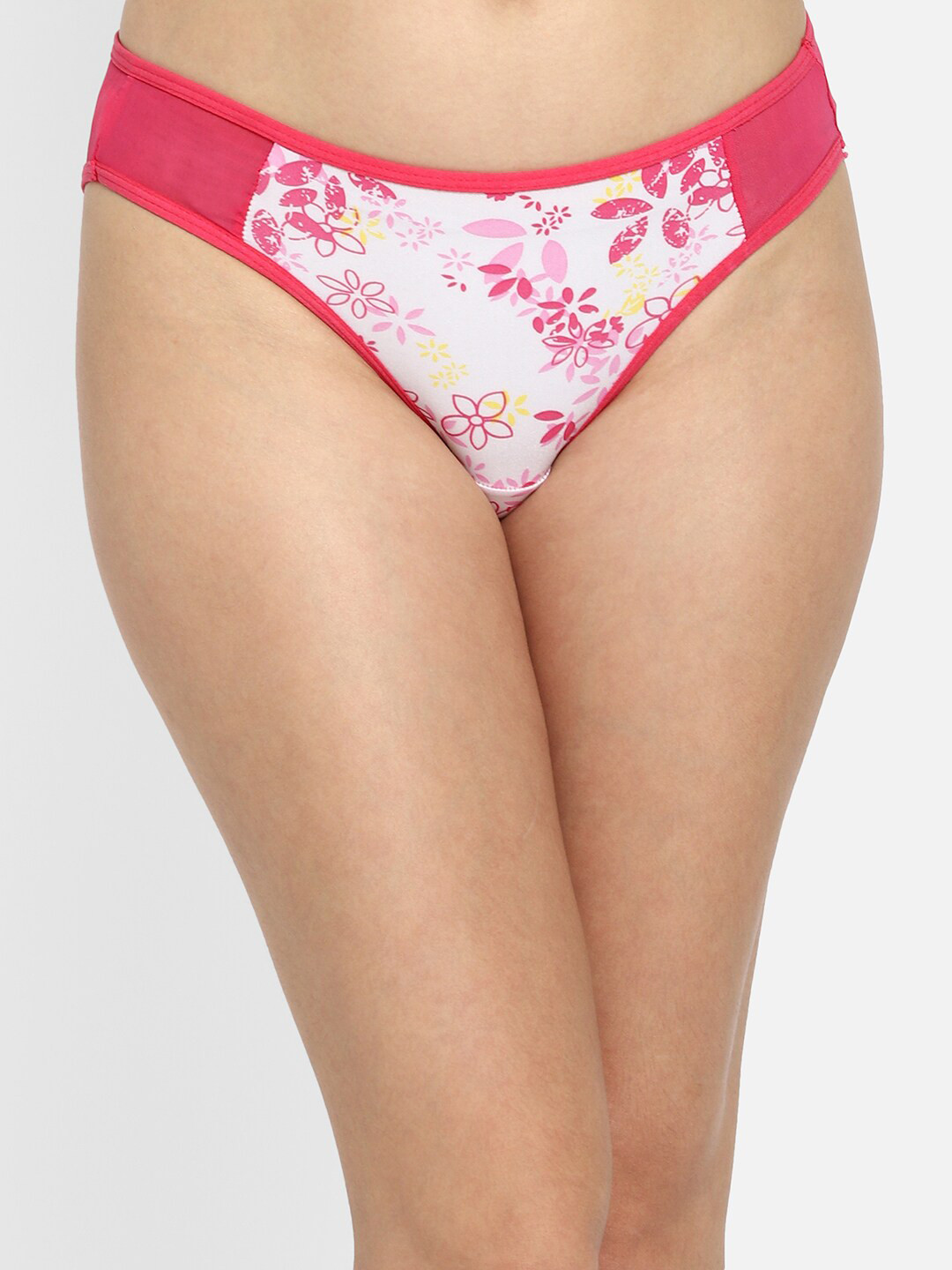 Clovia Women Pink & White Printed Bikini Brief