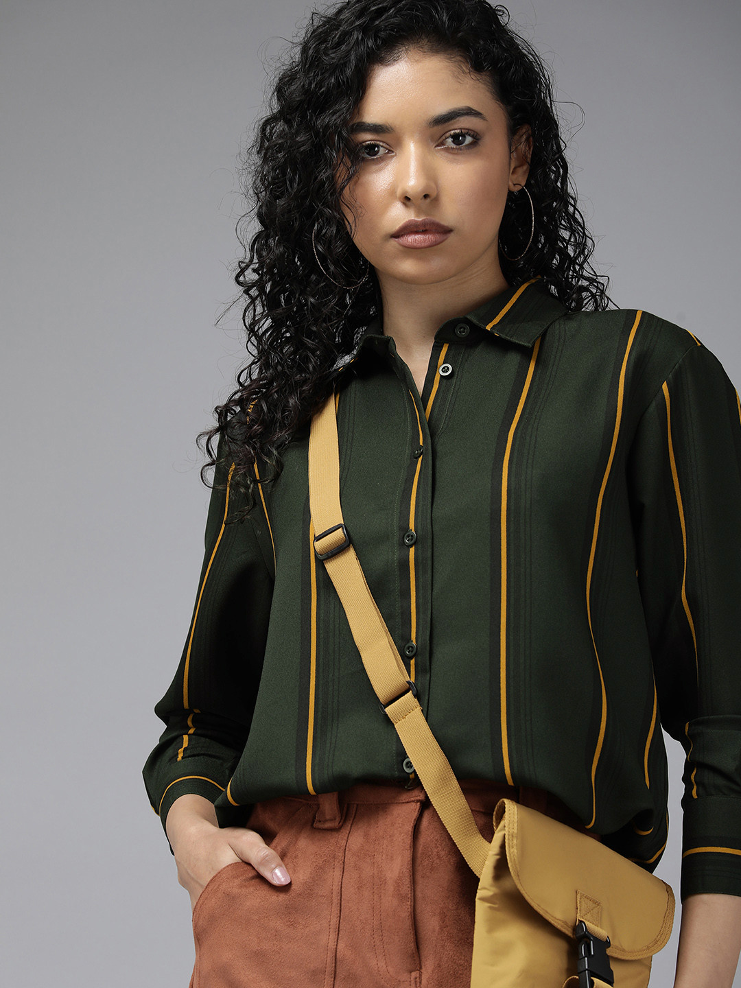 The Roadster Lifestyle Co. Women Striped Spread Collar Longline Casual Shirt