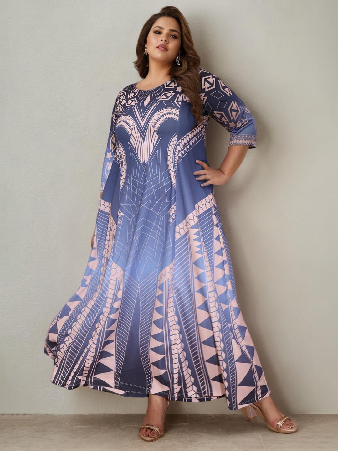 Buy Amydus Plus Size Women Blue Ethnic Motifs Maxi Dress Dresses for Women 15795028 Myntra