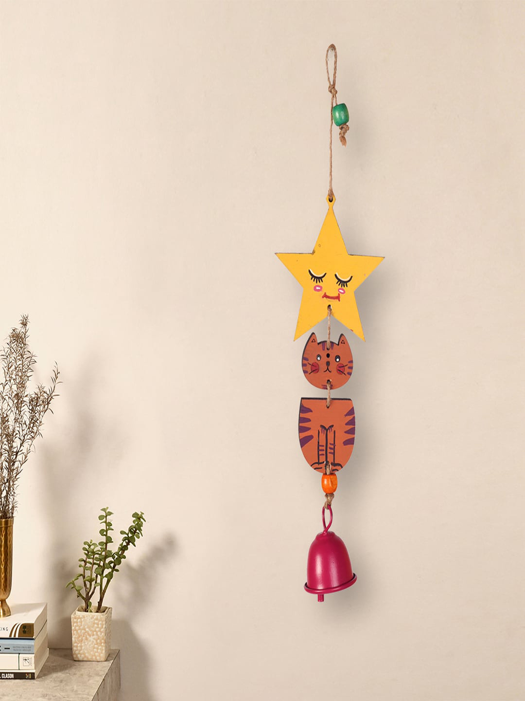 AAKRITI ART CREATIONS Brown & Yellow Kitty Wind Chime