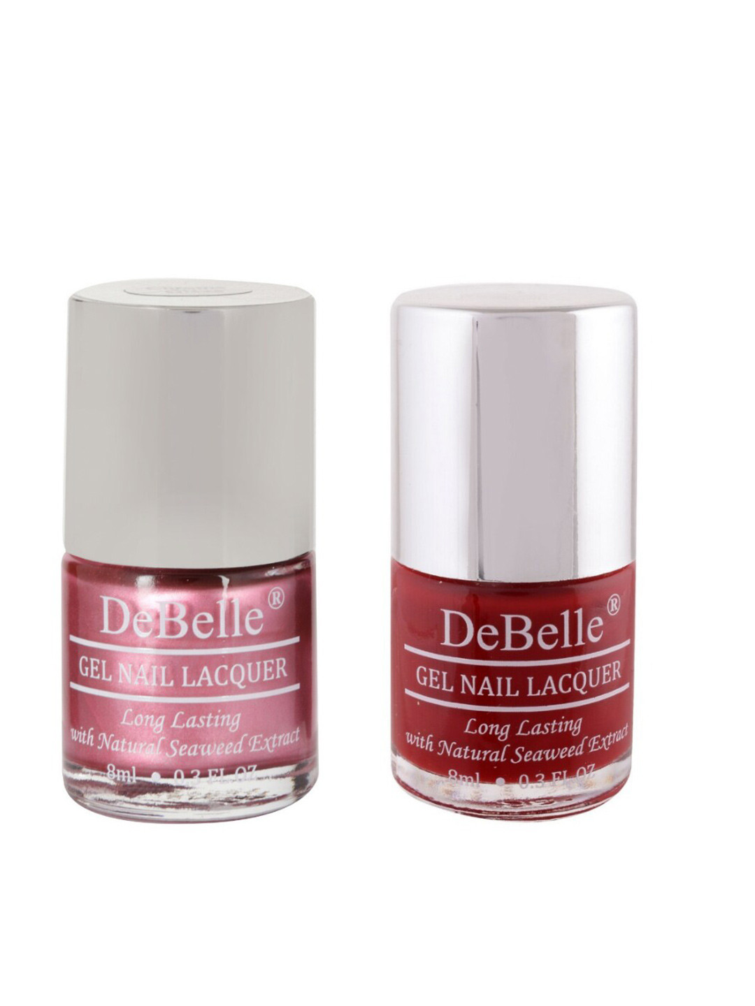 DeBelle Set of 2 Gel Nail Polish- Moulin Rouge & Chrome Glaze - 8ml Each