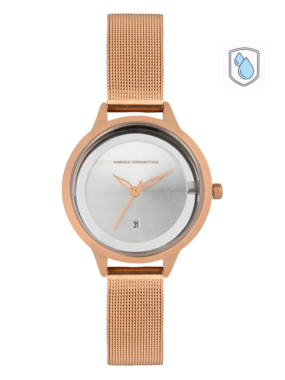 French Connection Women Silver-Toned & Rose Gold-Plated Analogue Watch FC29RGM