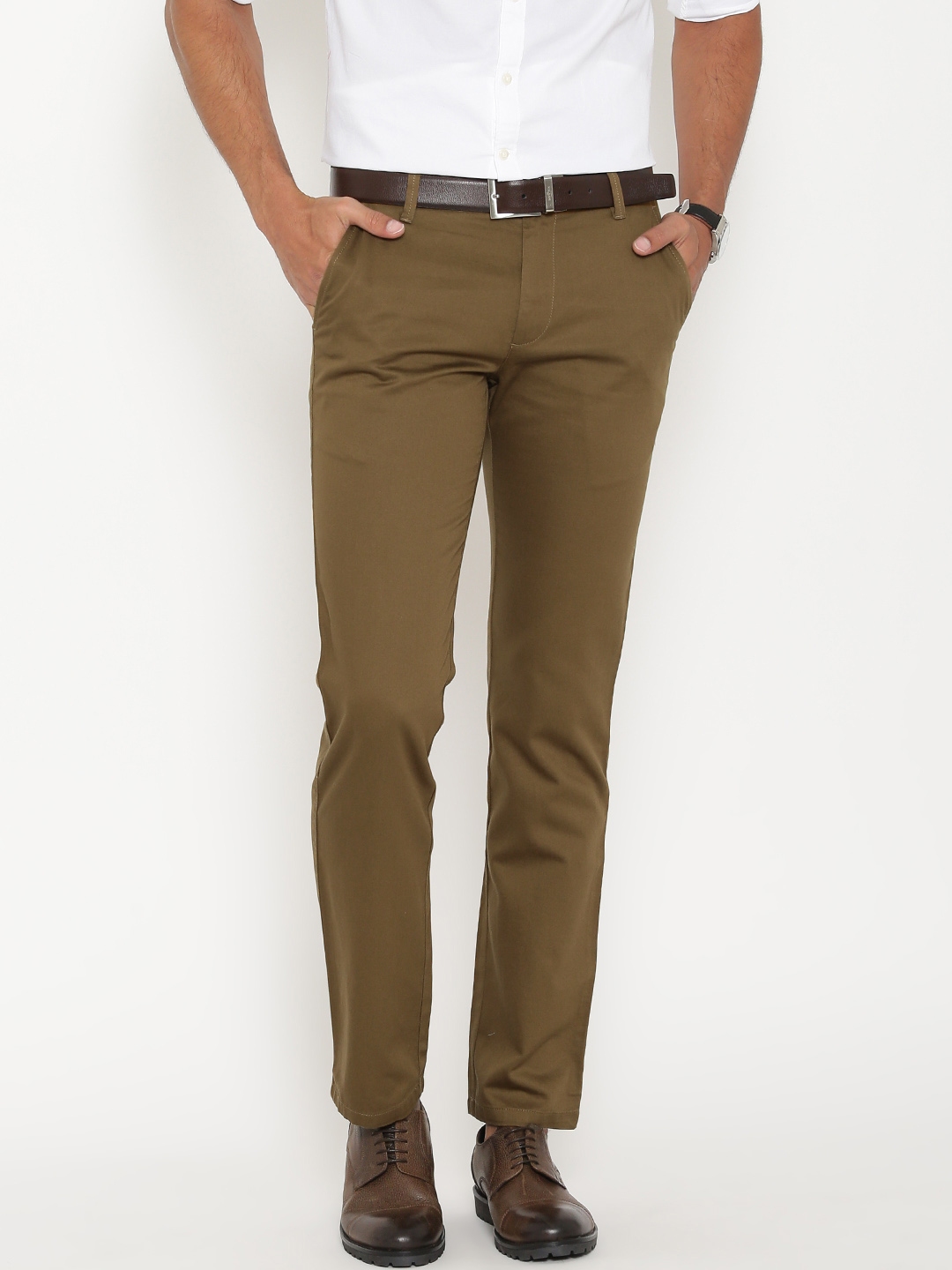 Rig Men Casual Slim Fit Solid Tobacco Trousers  Selling Fast at Pantaloons com