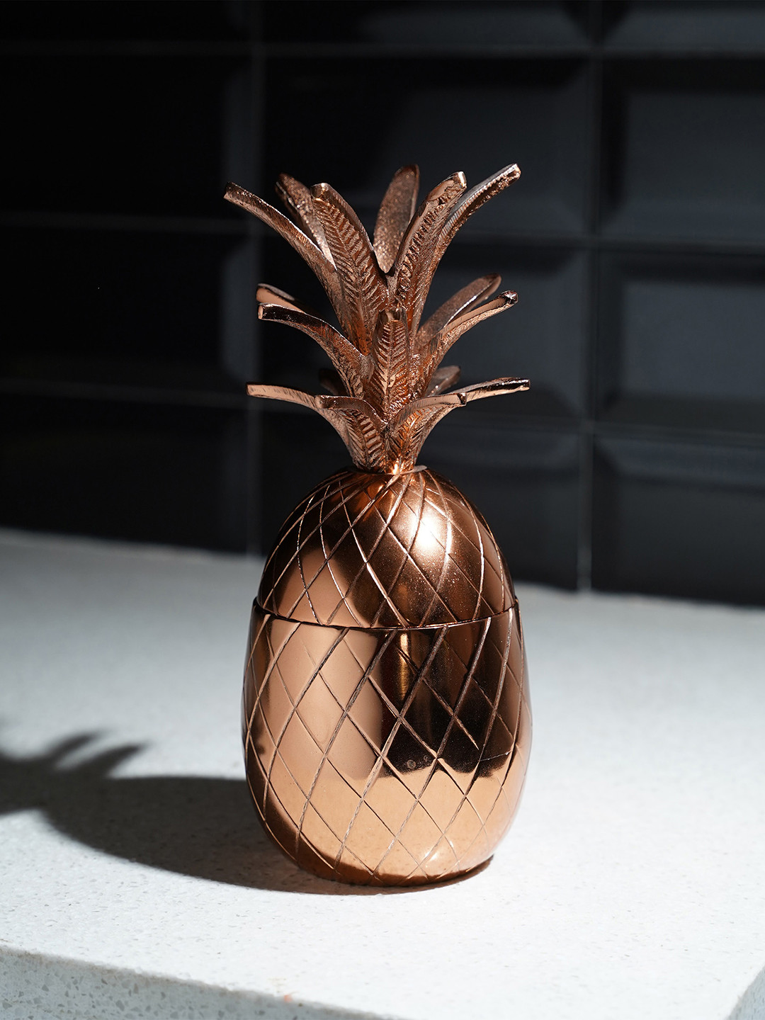 Folkstorys Pine Rose Gold Argyle Metal Hand-Painted Clip-On Canister