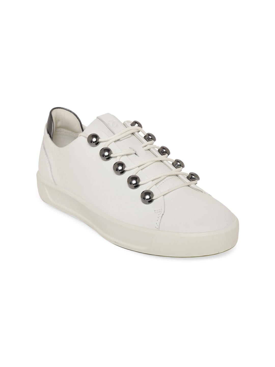 ECCO Women White Leather Soft 8 Sneakers