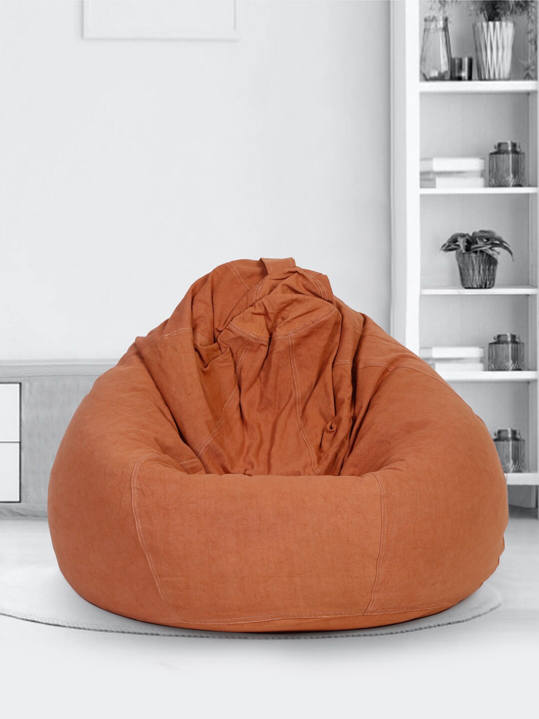 eyda Rust Cotton XXL Bean Bag Cover Without Beans
