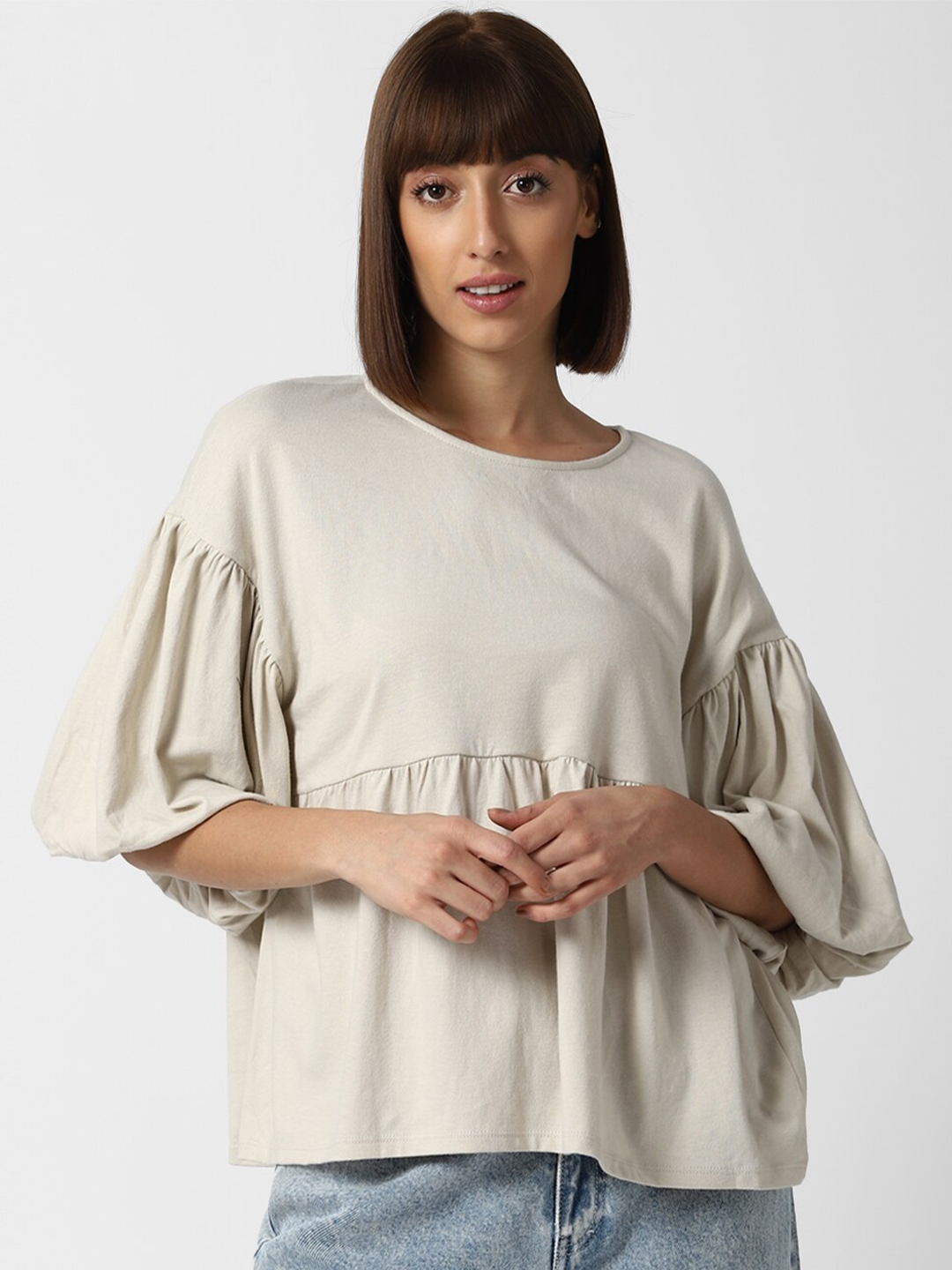 FOREVER 21 Beige Boxy Top