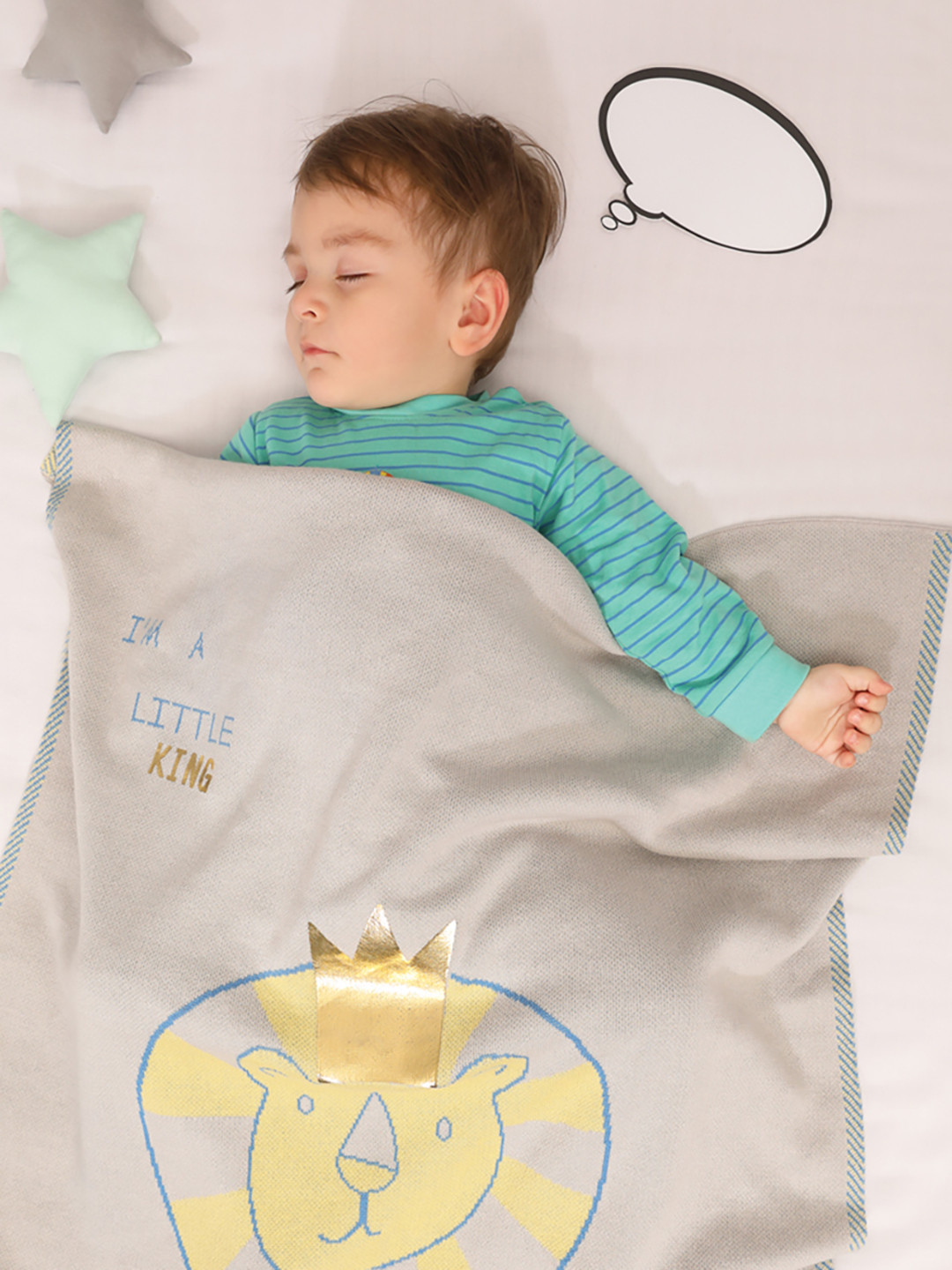 MiArcus  Unisex Kids White & Blue Summer 233 GSM Single Bed Blanket