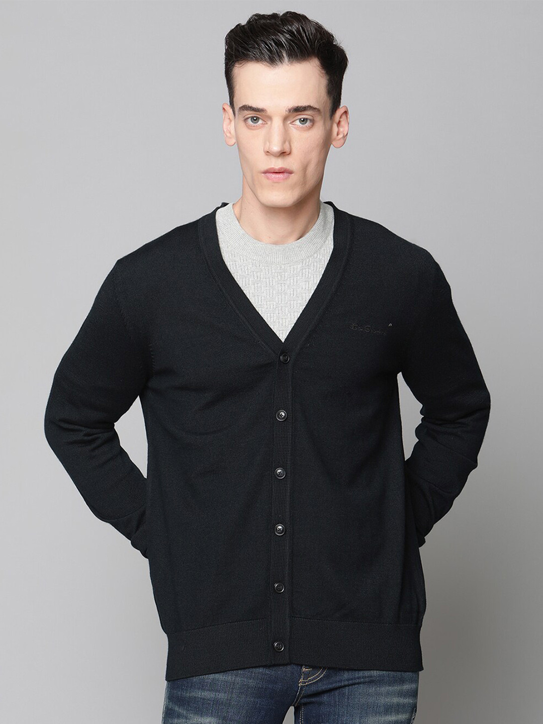 BEN SHERMAN Men Black Cardigan