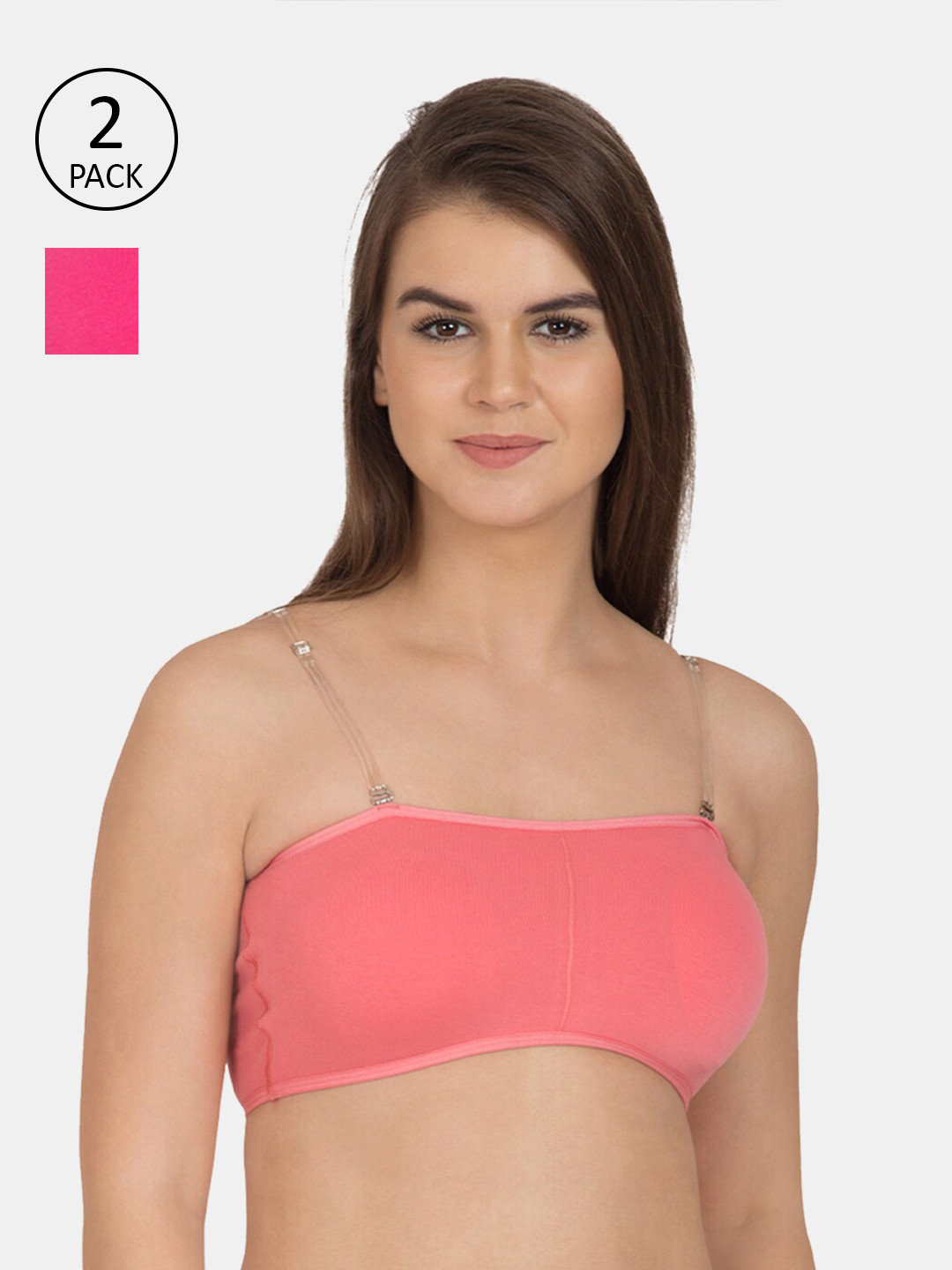 Tweens Pack of 2 Coral & Peach-Coloured Bandeau Bra