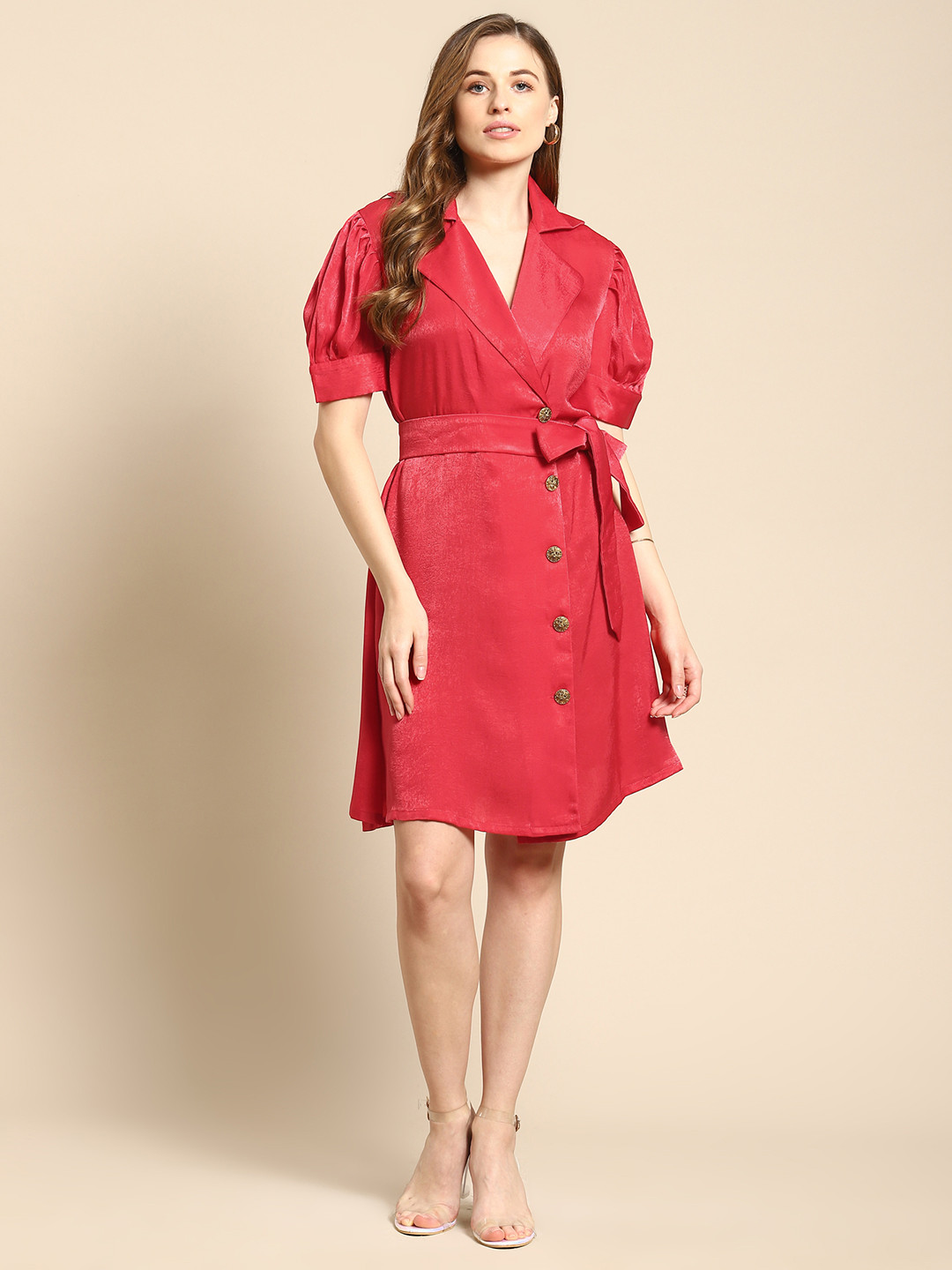 WoowZerz Red Satin Dress