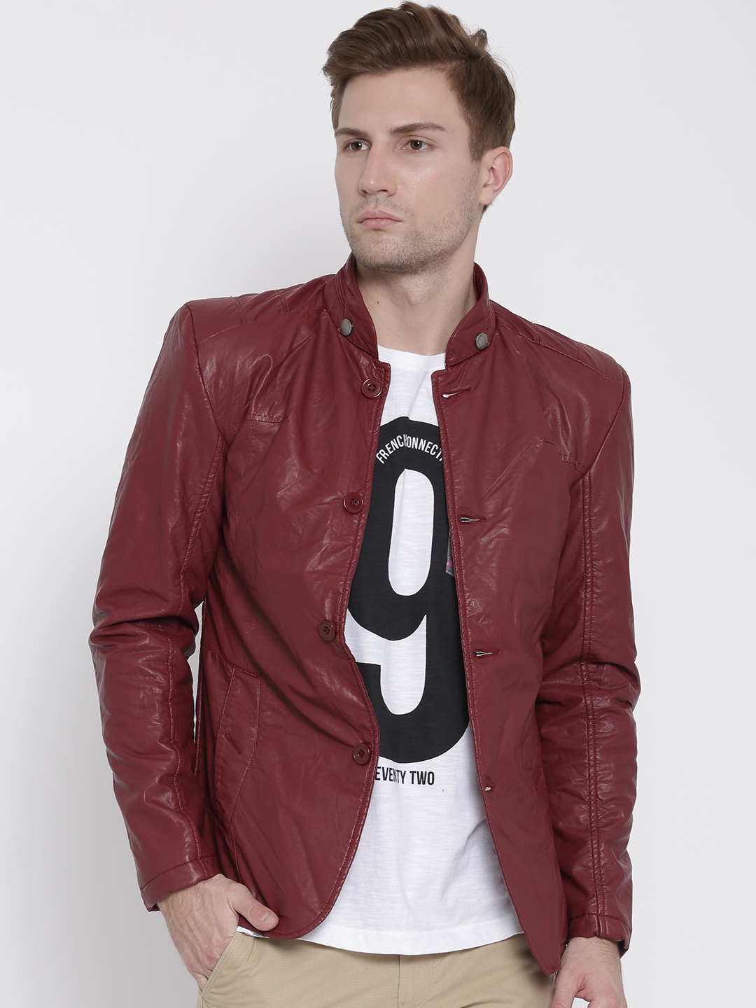 Fort Collins Maroon Faux Leather Jacket