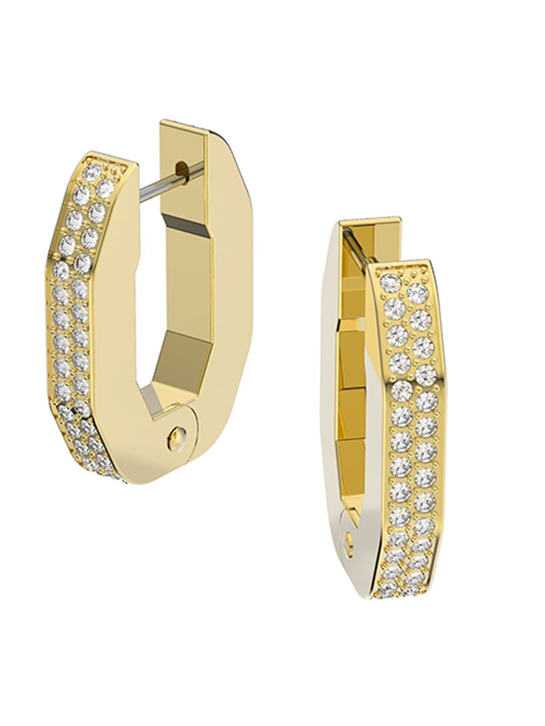 SWAROVSKI White Gold Plated Dextera Octagonal Hoop Earrings