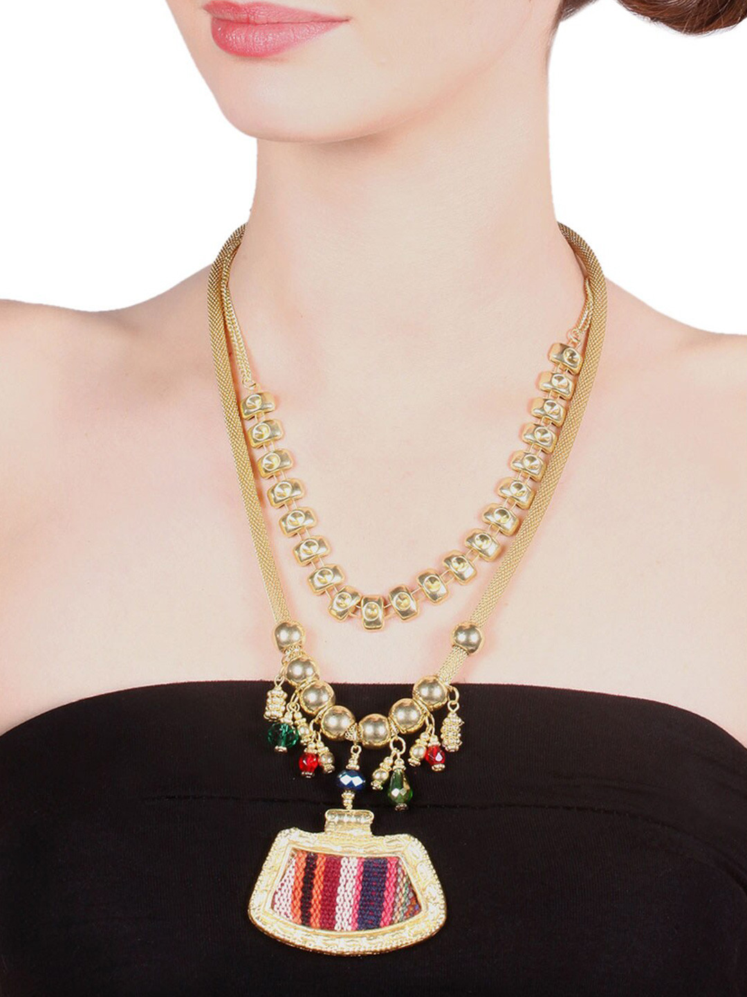 FLYING BERRY Gold-Toned & Red Gold-Plated Choker Necklace