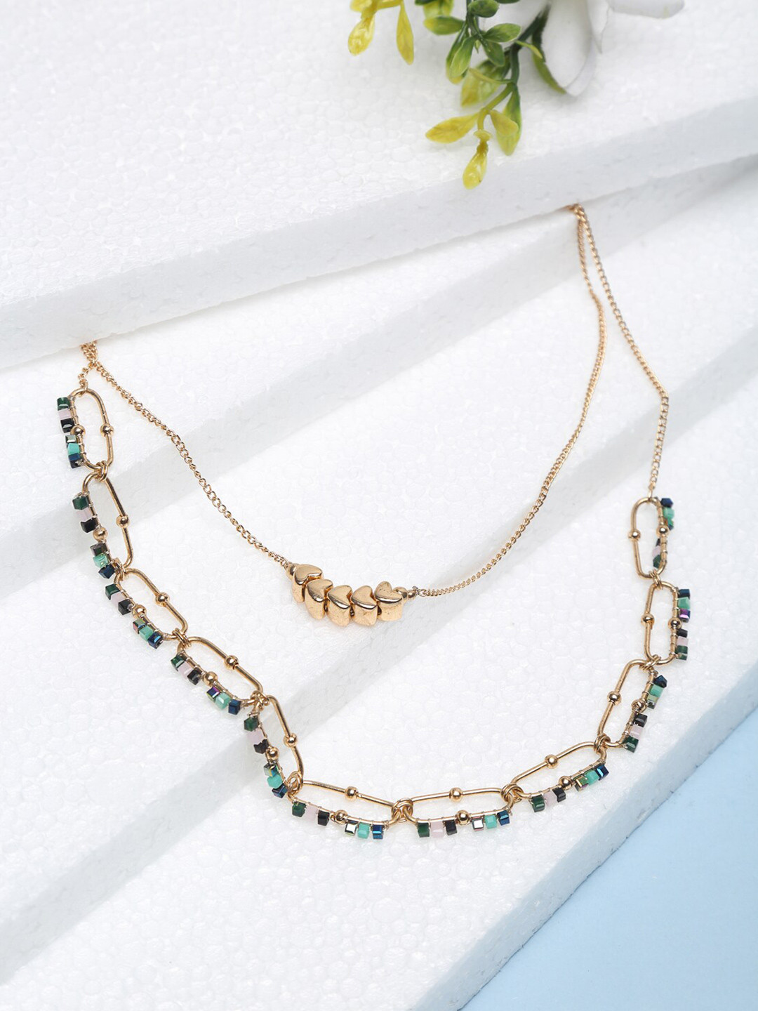 Madame Rose Gold & Black Rose Gold-Plated Glass Beaded Layered Necklace