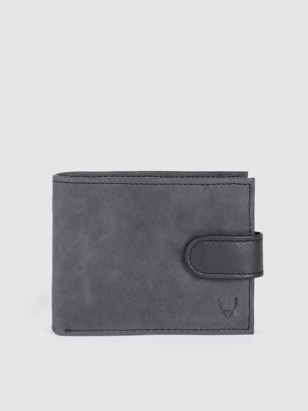 Hidesign Men Black Solid Leather Two Fold Wallet with Brand Logo Embossed