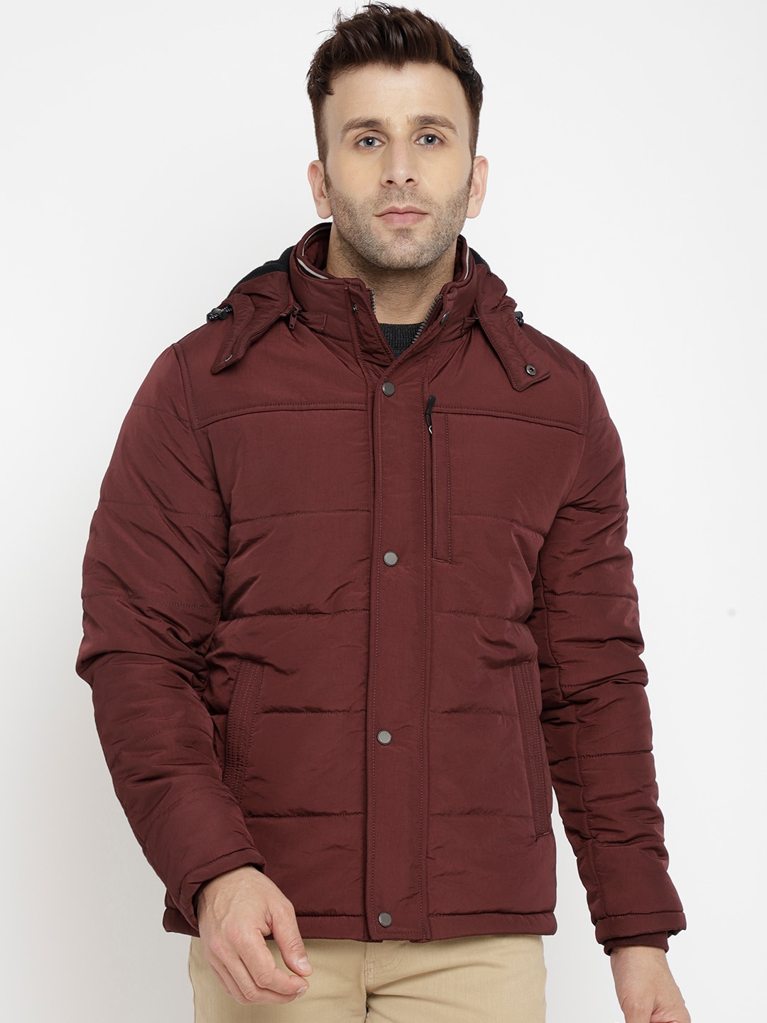 Buy LURE URBAN Men Maroon Longline Padded Jacket - Jackets for Men