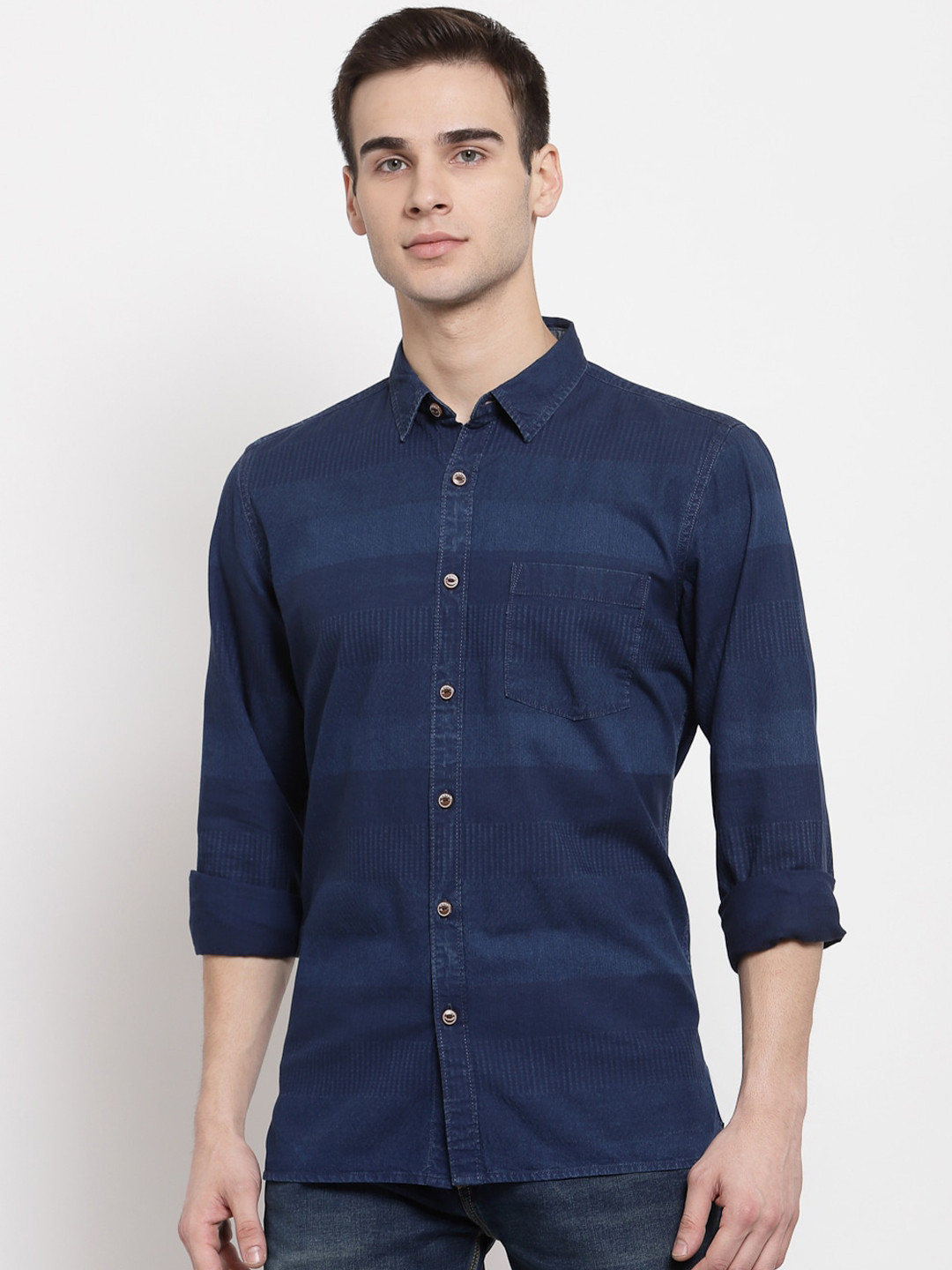 Pepe Jeans Men Blue Multi Stripes Opaque Cotton Casual Shirt