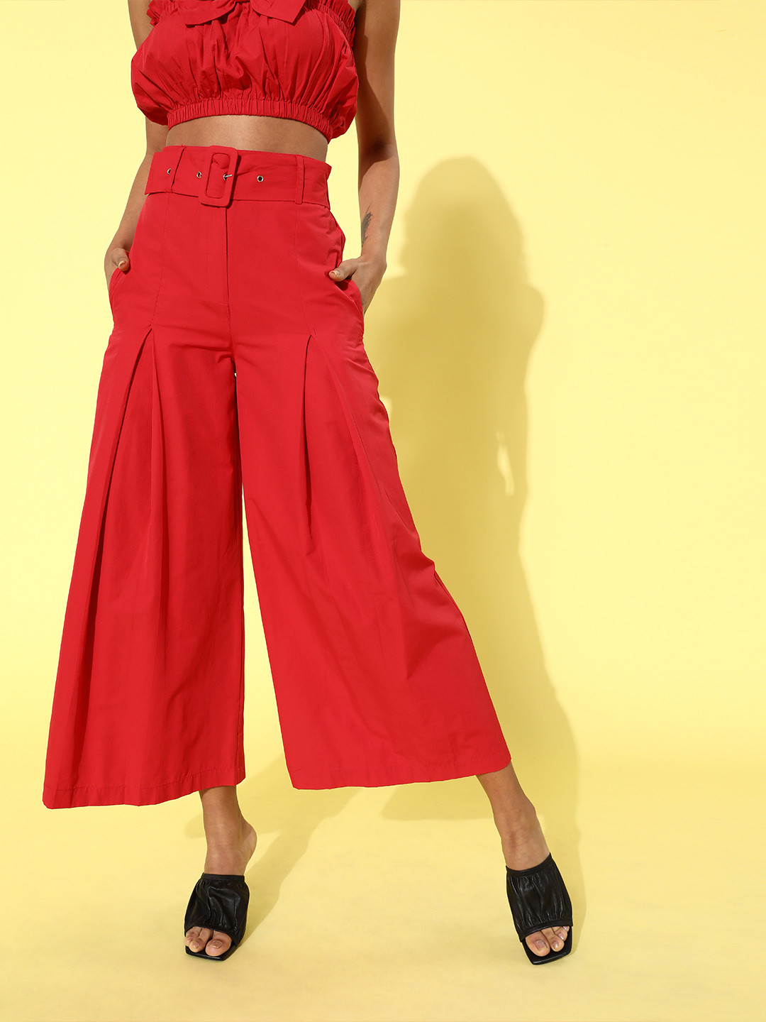 STREET 9 Women Red Solid Culotte Flared Trousers