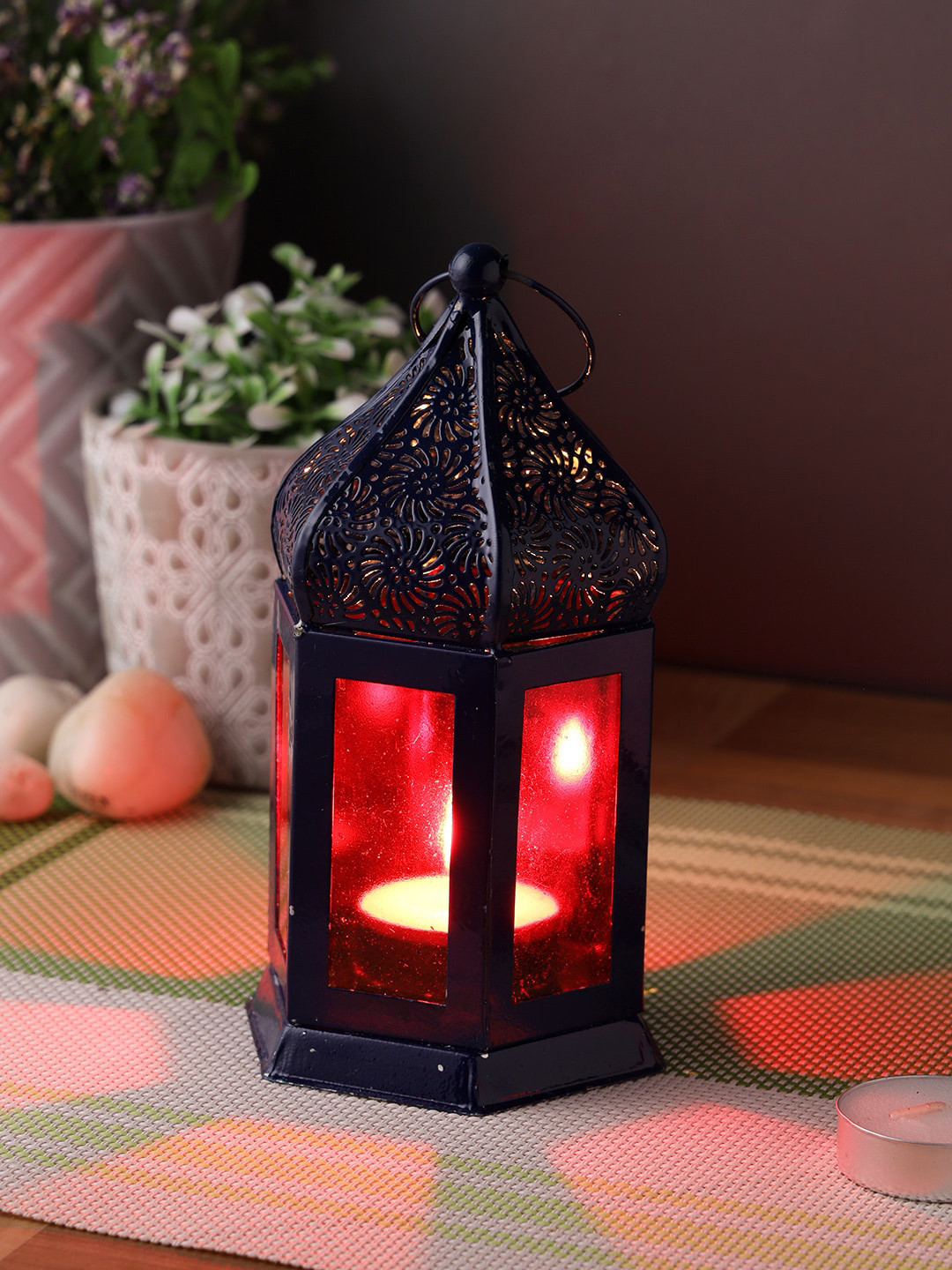 Aapno Rajasthan Black Decorative Antique Copper Finish Moroccan Lanterns