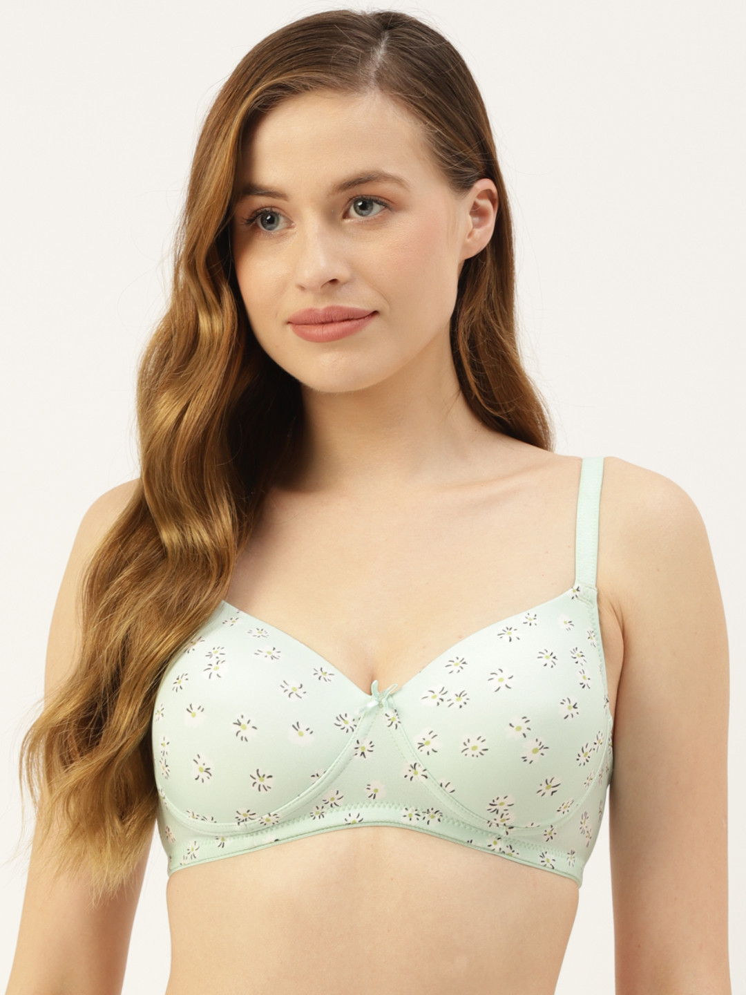 AMOSIO Green & Black Abstract Bra Heavily Padded