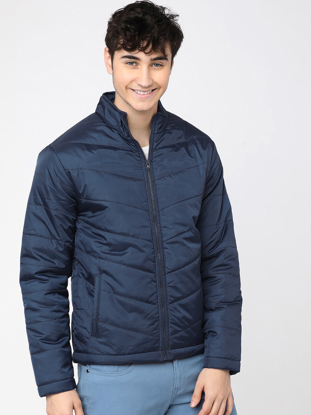 HIGHLANDER Men Navy Blue Padded Jacket
