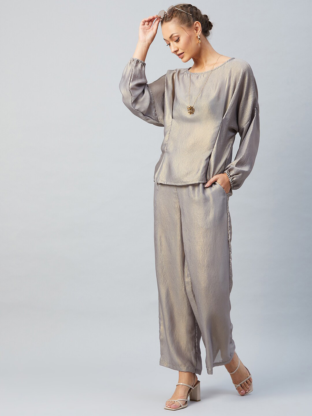 Athena Women Grey Top with Trousers