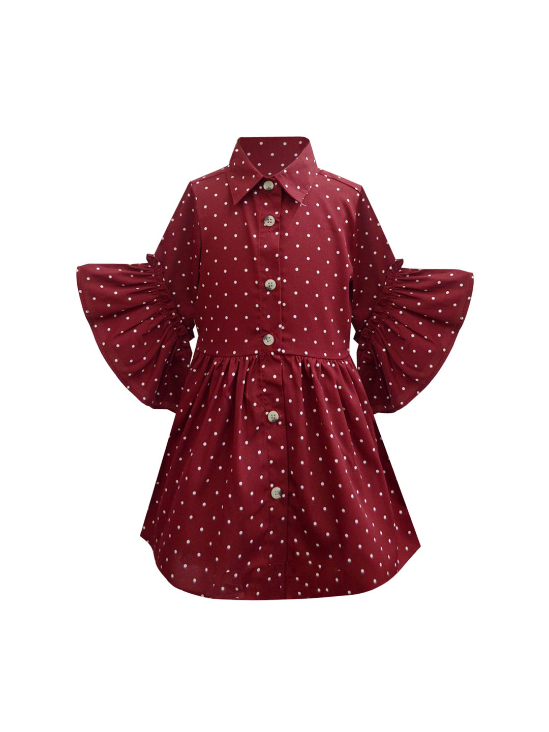 A T U N Girls Maroon Shirt Dress