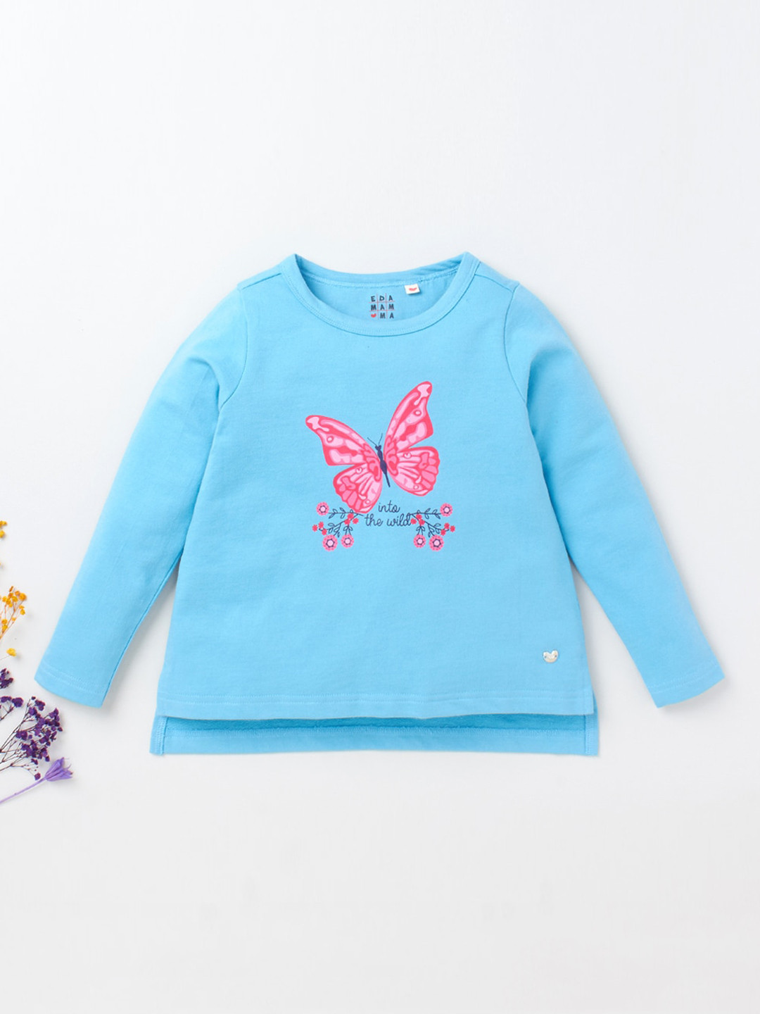 Ed-a-Mamma Girls Blue Printed Sweatshirt