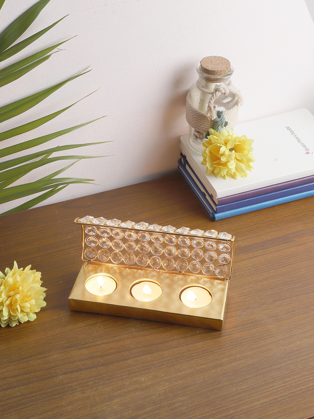 Home Sparkle Gold-Toned Tealight Candle Holder