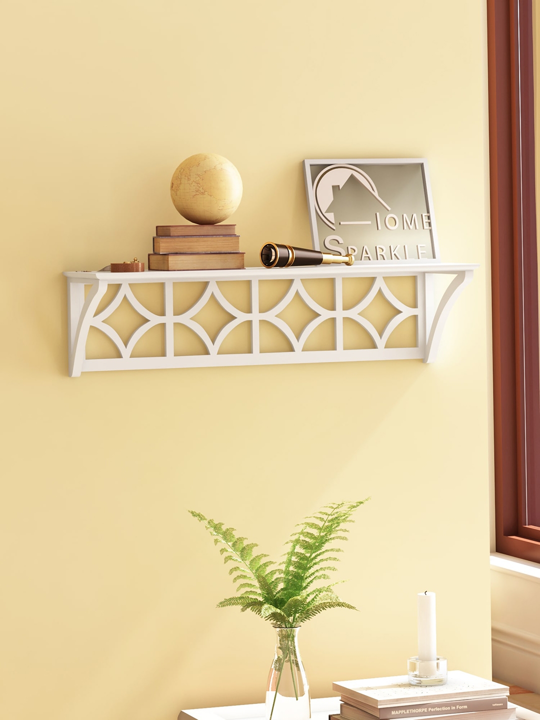 Home Sparkle White MDF Basic Wall Shelf
